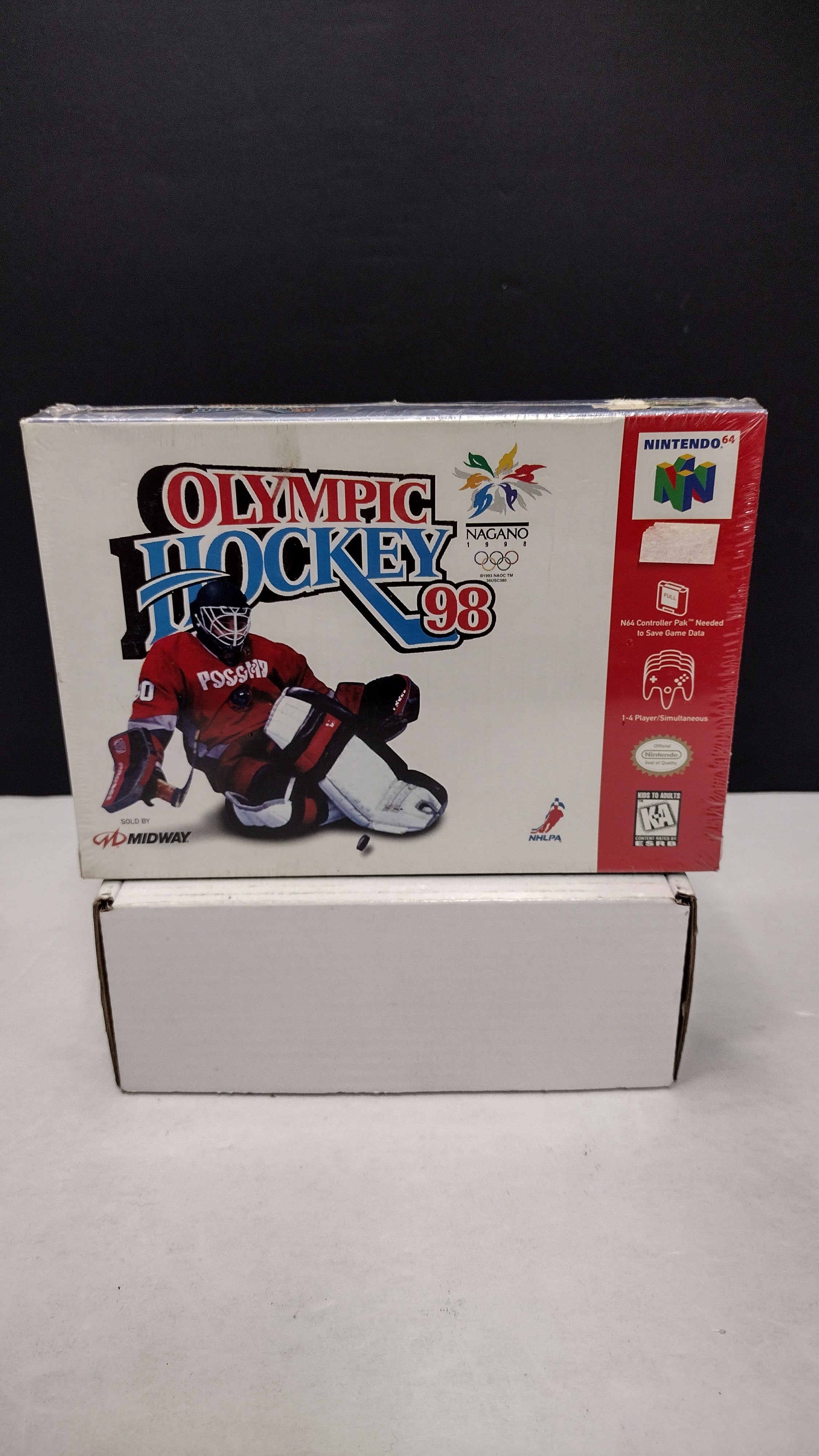 Vintage 1998 Nintendo 64 Olympic Hockey 98 Game (Complete & Factory Sealed in Box with Protector)