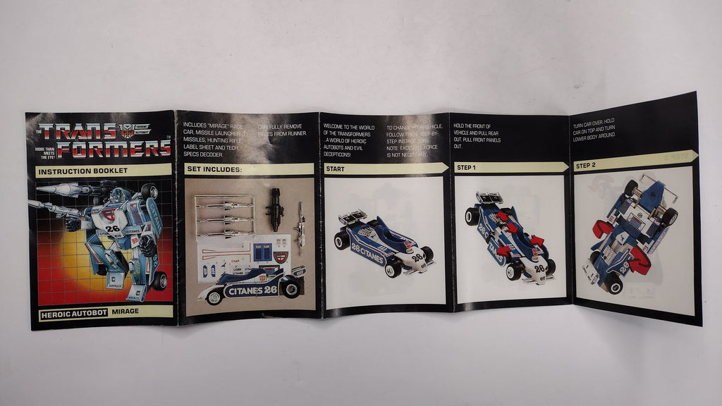 Vintage 1984 Original G1 Transformers Mirage Instruction Booklet
