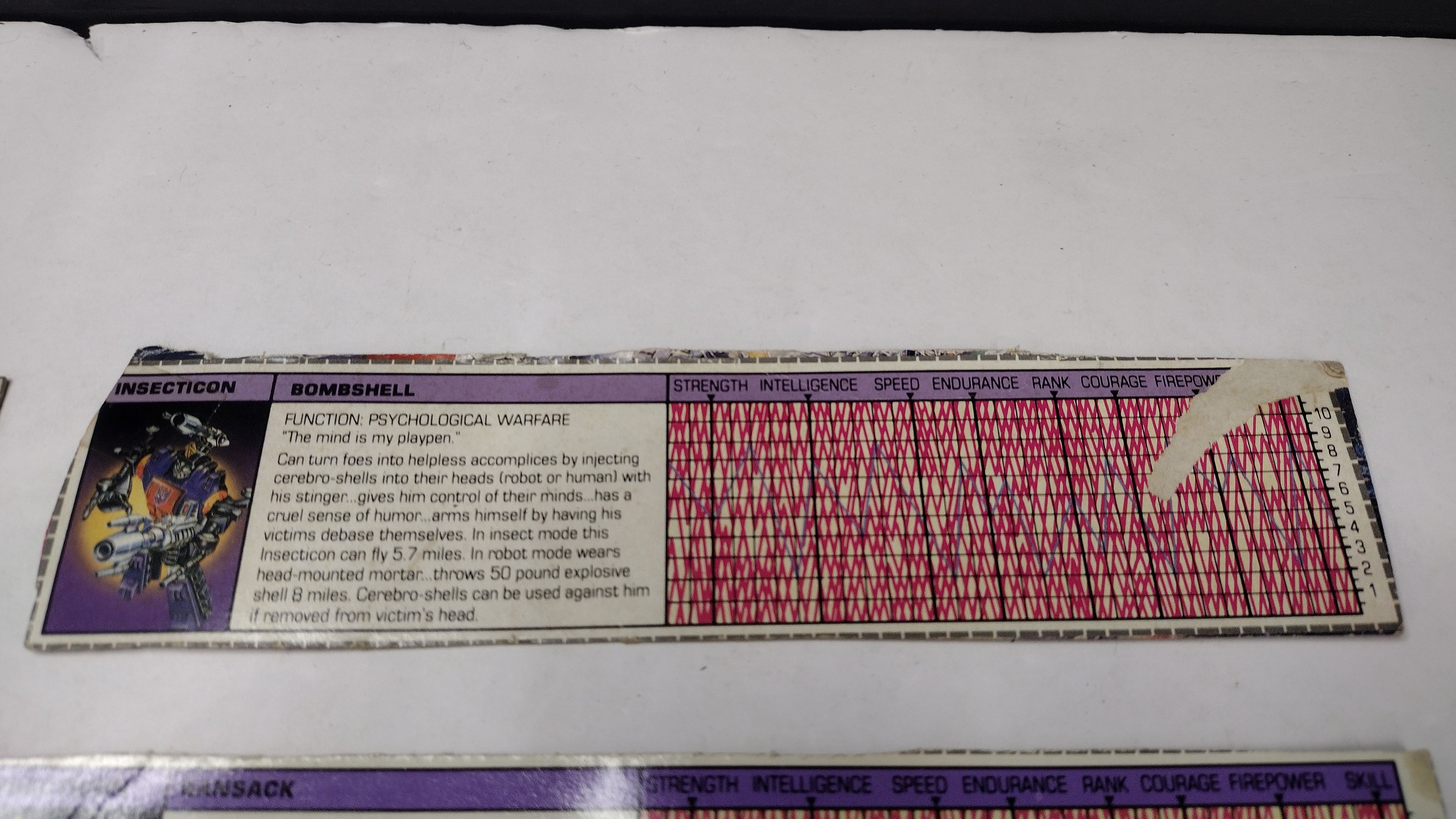 Vintage G1 Transformers Tech Specs Card & Reader Lot B