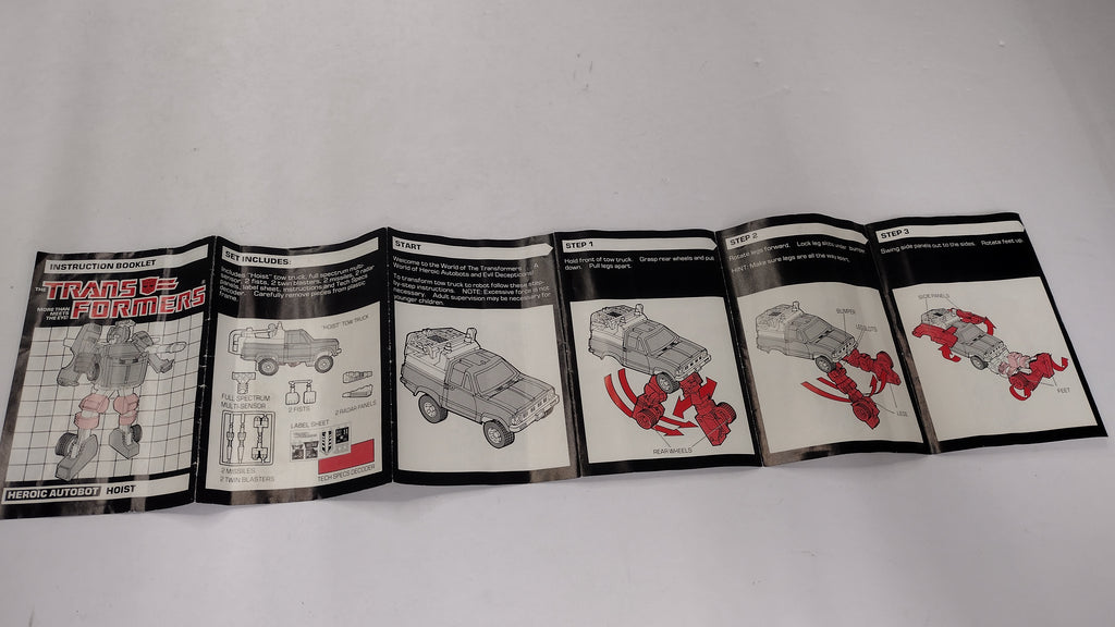 Vintage 1986 Original G1 Transformers Hoist - Instruction Booklet