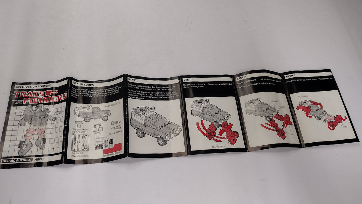 Vintage 1986 Original G1 Transformers Hoist - Instruction Booklet