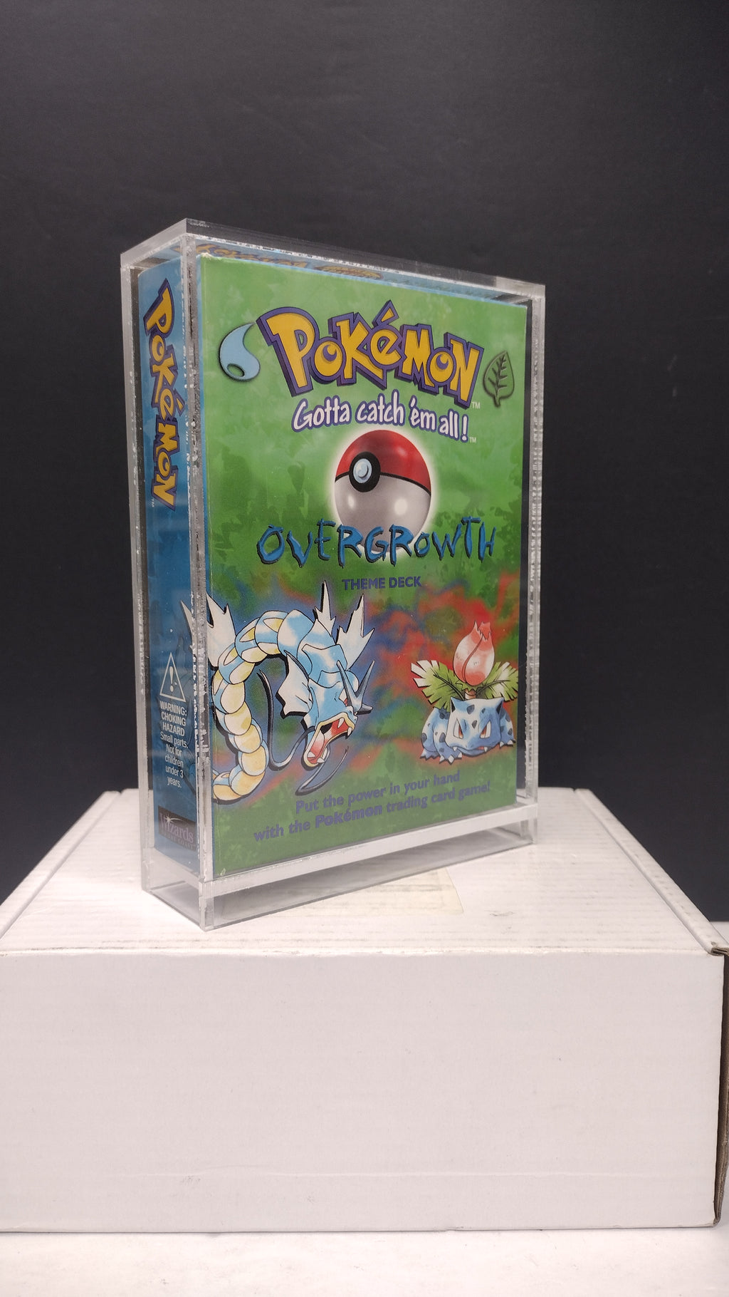 Vintage 1999 Pokémon TCG Base Set "Overgrowth" Theme Deck Box & Rulebook Manual (Wizards of the Coast - Box & Manual Only / No Cards - Includes Acrylic Protector)