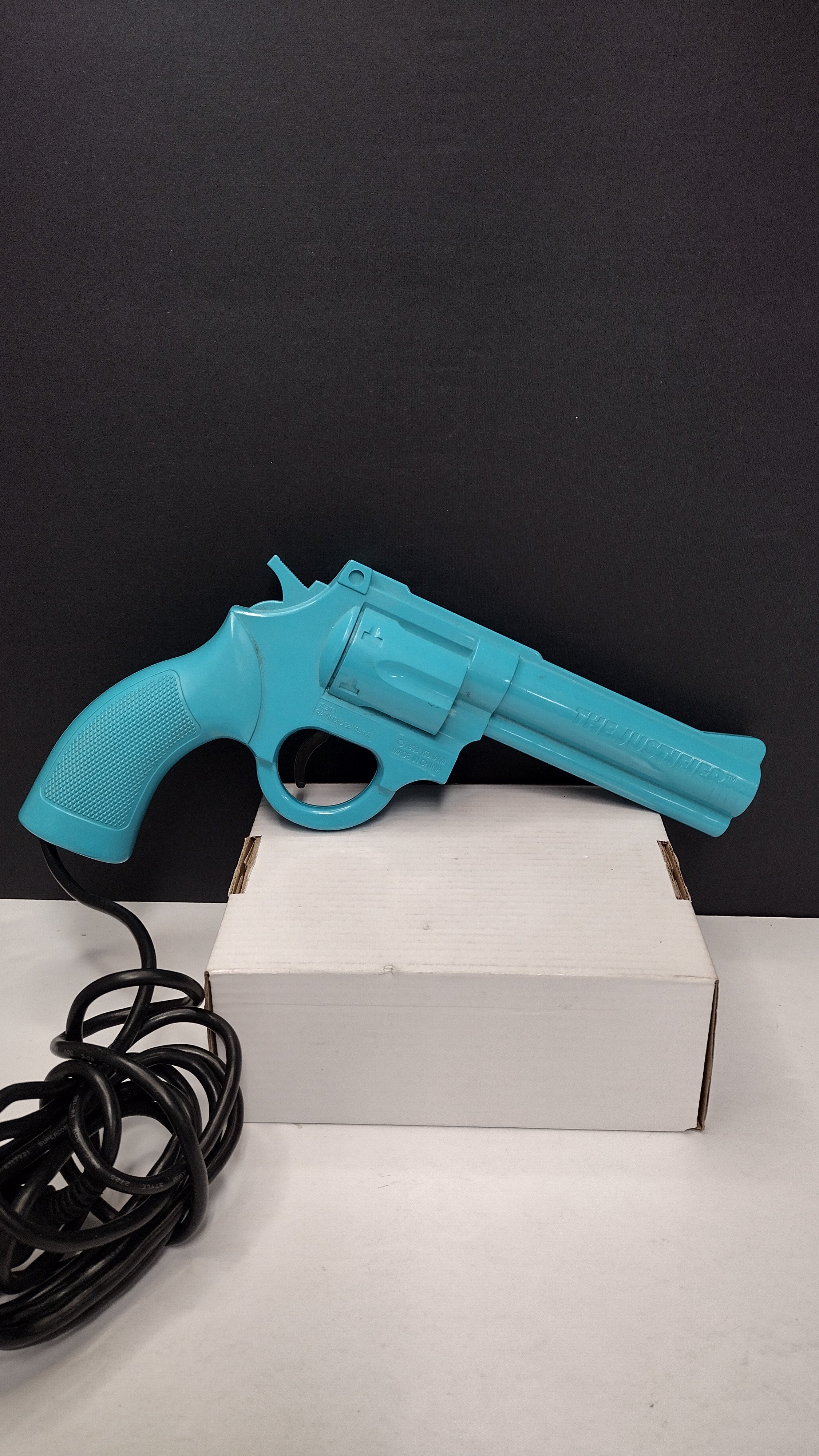 Vintage 1993 Konami "The Justifier" Blue Light Gun Pistol for Sega Genesis