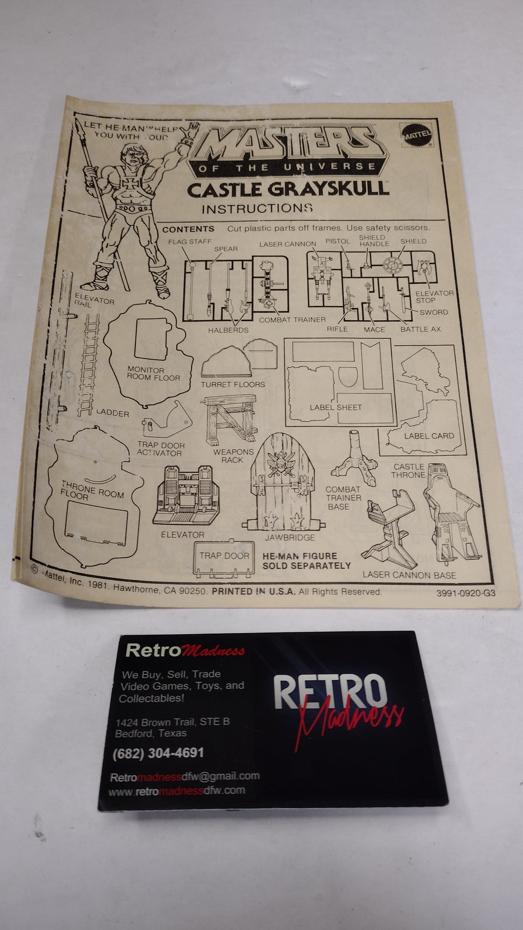 Vintage 1981 Masters of the Universe - Castle Grayskull Instructions