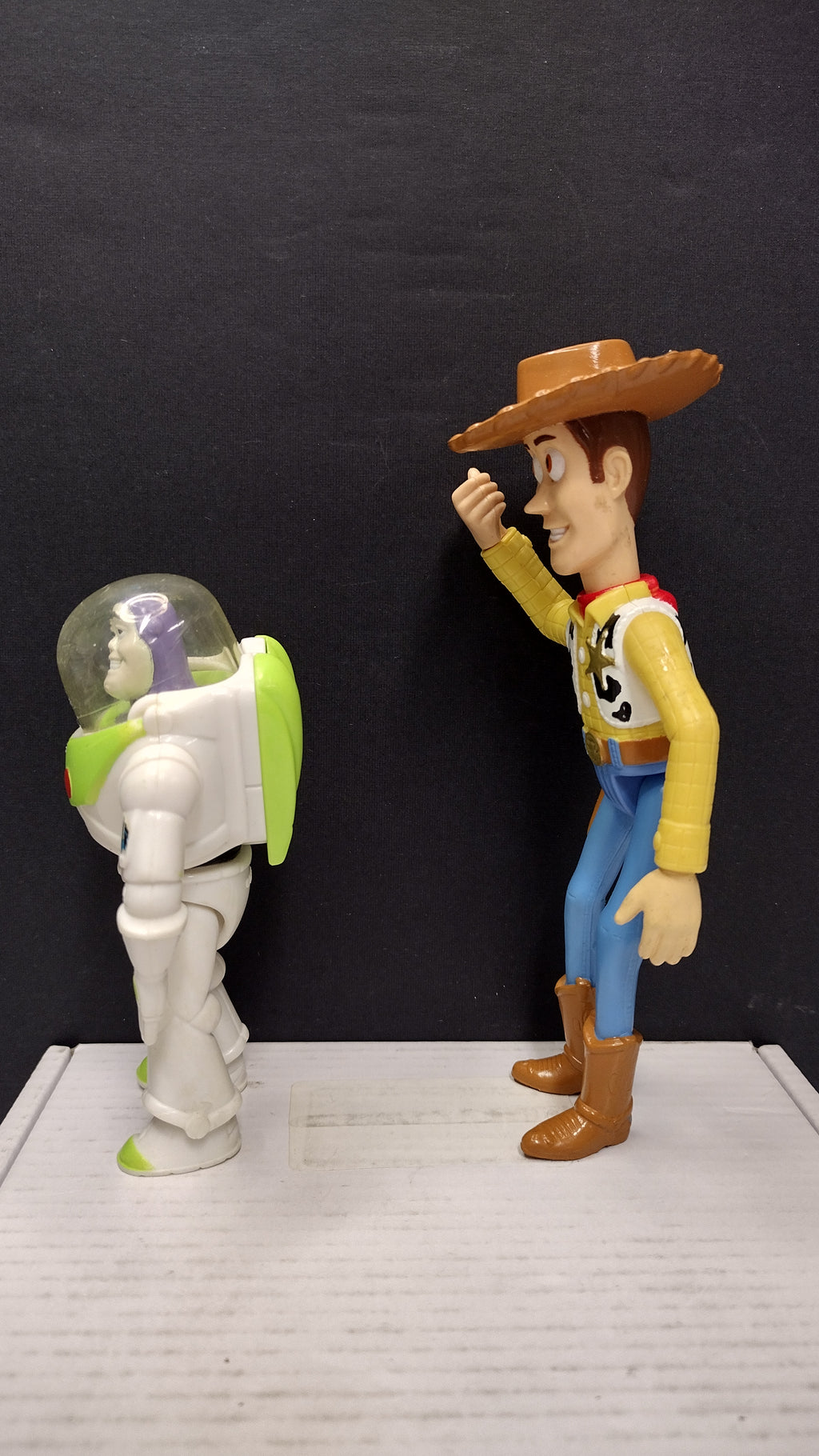 Vintage 1995 Disney Pixar Toy Story Woody & Buzz Lightyear All-Plastic Burger King Figures Lot (With Lasso)