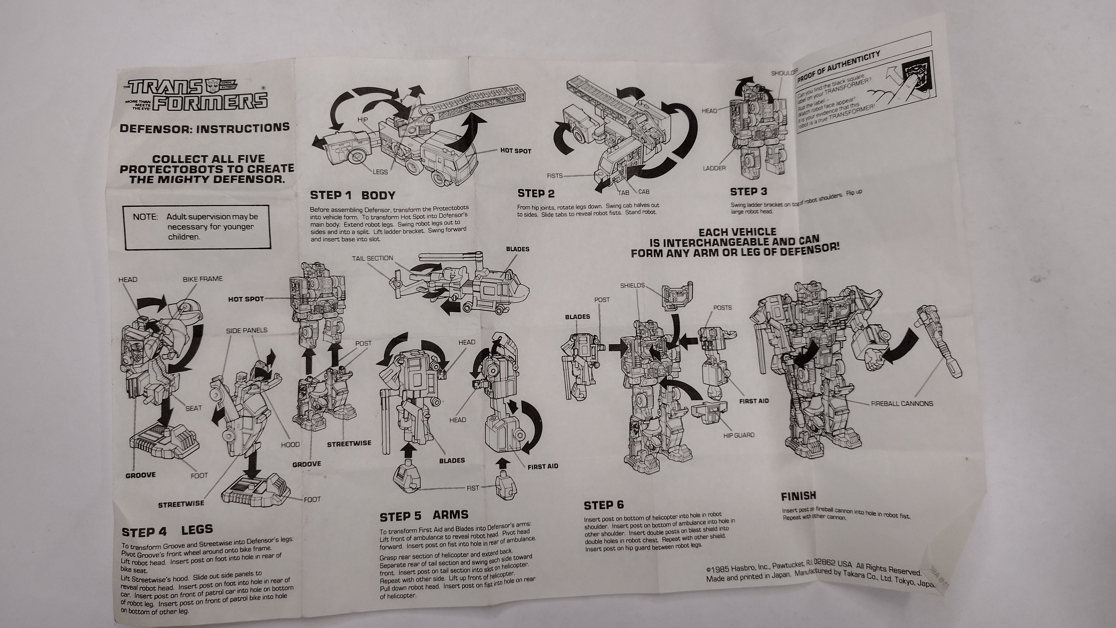 Vintage Original G1 & G2 Transformers Combiner Instruction Papers Lot