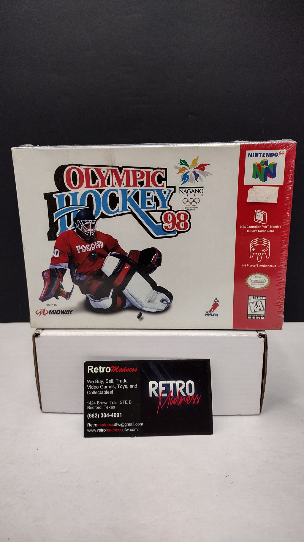 Vintage 1998 Nintendo 64 Olympic Hockey 98 Game (Complete & Factory Sealed in Box with Protector)
