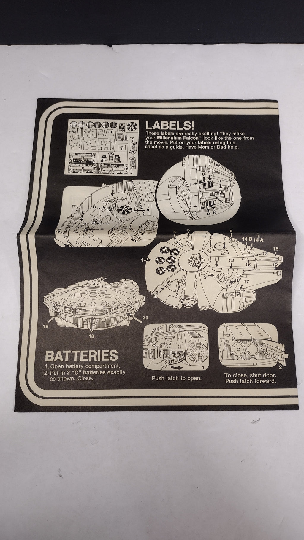 Vintage 1978 Star Wars Millennium Falcon Vehicle Instructions Sheet  Kenner