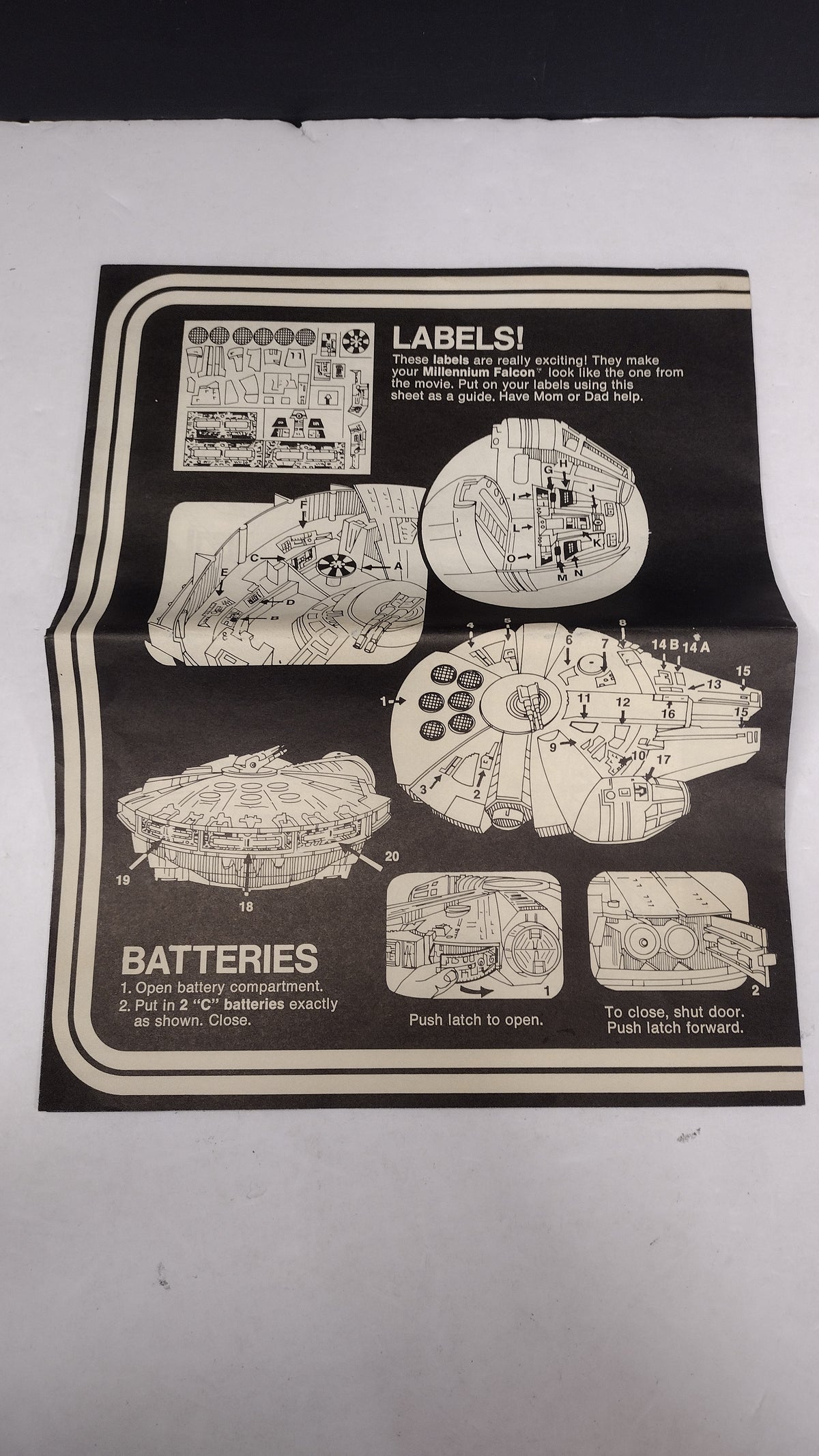 Vintage 1978 Star Wars Millennium Falcon Vehicle Instructions Sheet  Kenner