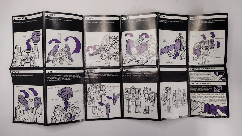 Vintage 1987 Original G1 Transformers Apeface - Instruction Booklet