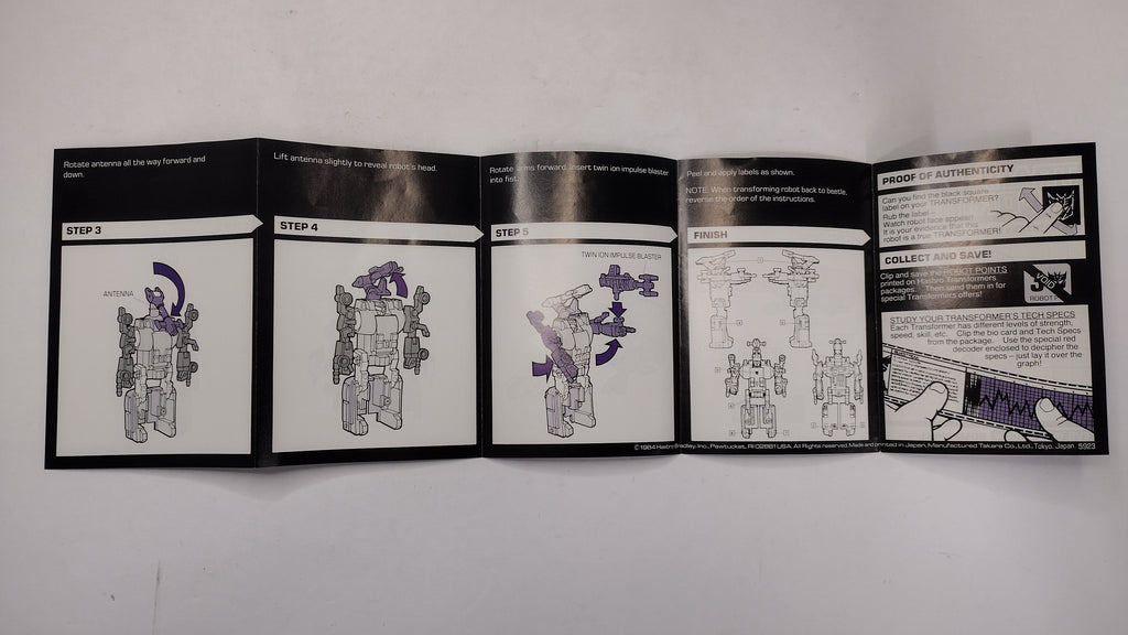 Vintage 1984 Original G1 Transformers Bombshell Instruction Booklet