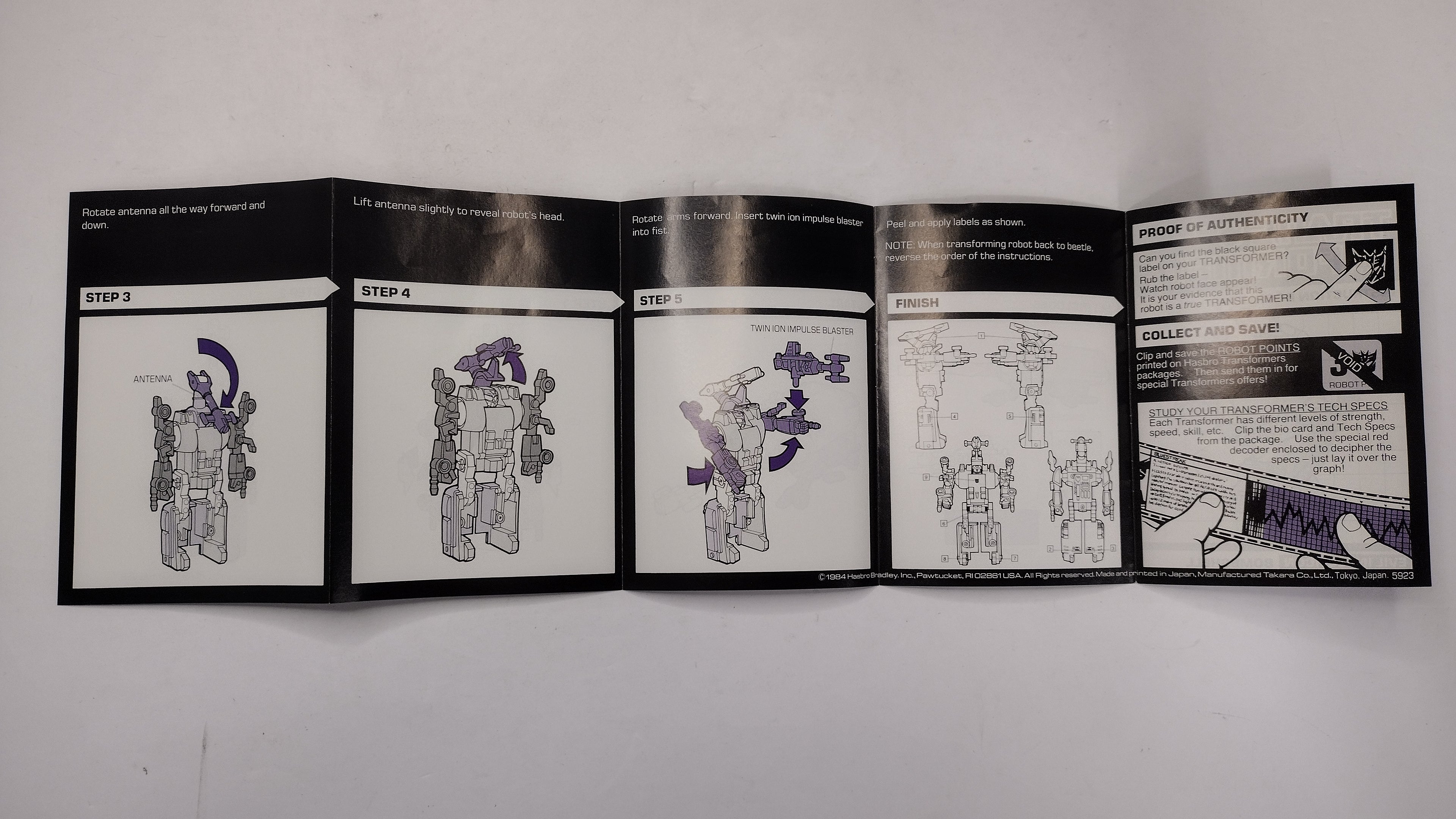 Vintage 1984 Original G1 Transformers Bombshell Instruction Booklet
