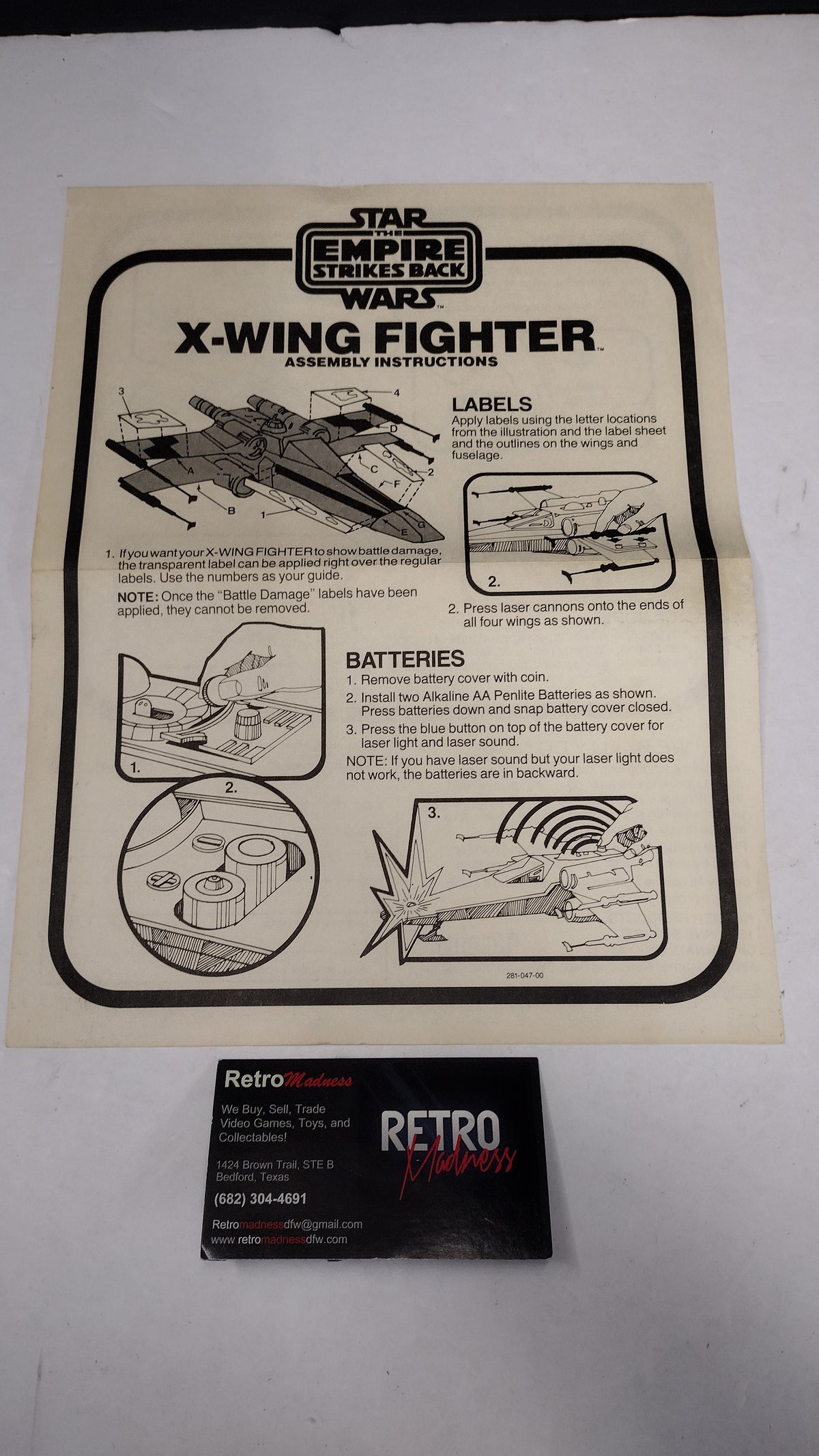 Vintage 1981 Kenner Star Wars - Battle Damaged X-Wing Fighter Instructions