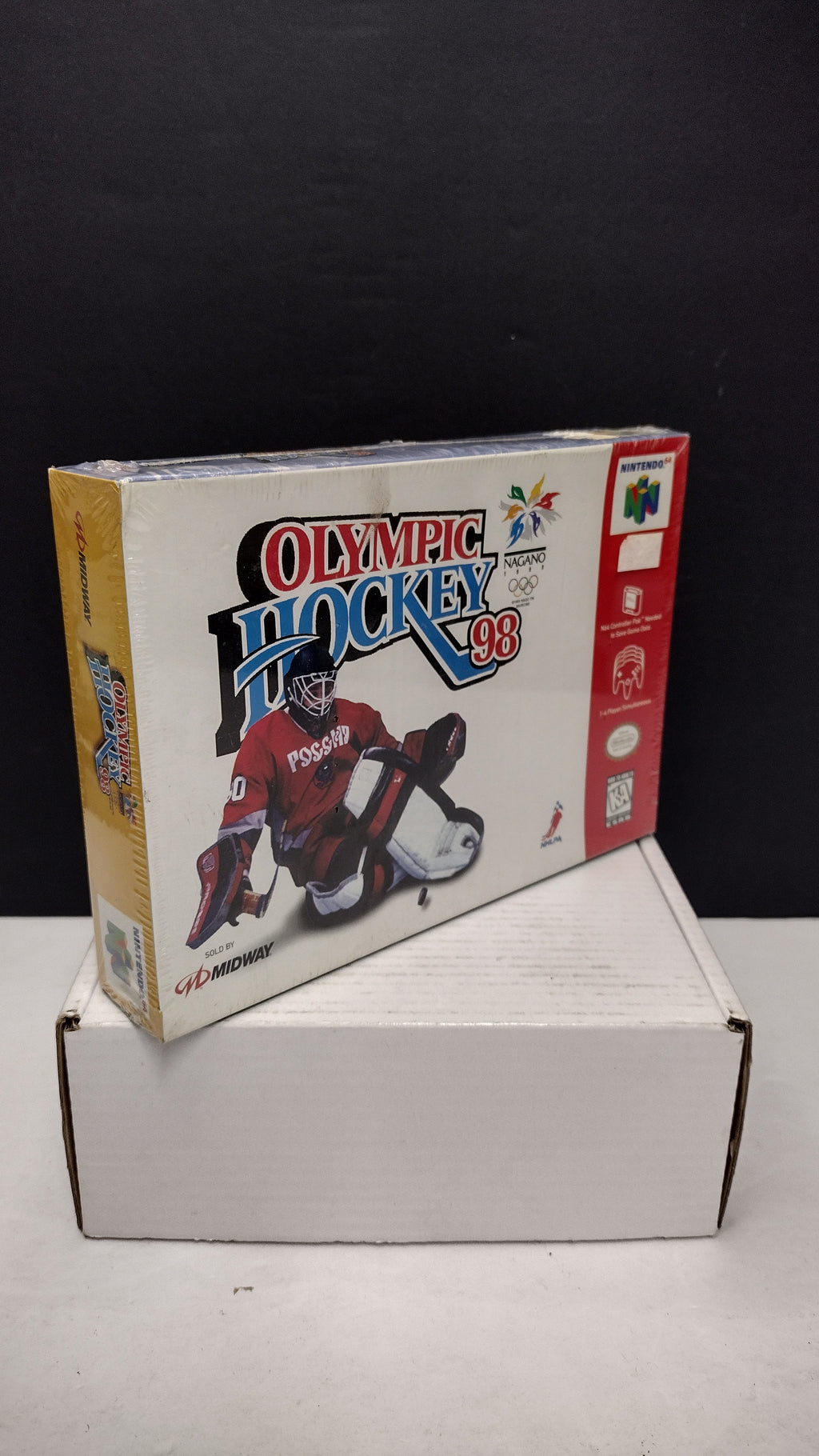 Vintage 1998 Nintendo 64 Olympic Hockey 98 Game (Complete & Factory Sealed in Box with Protector)