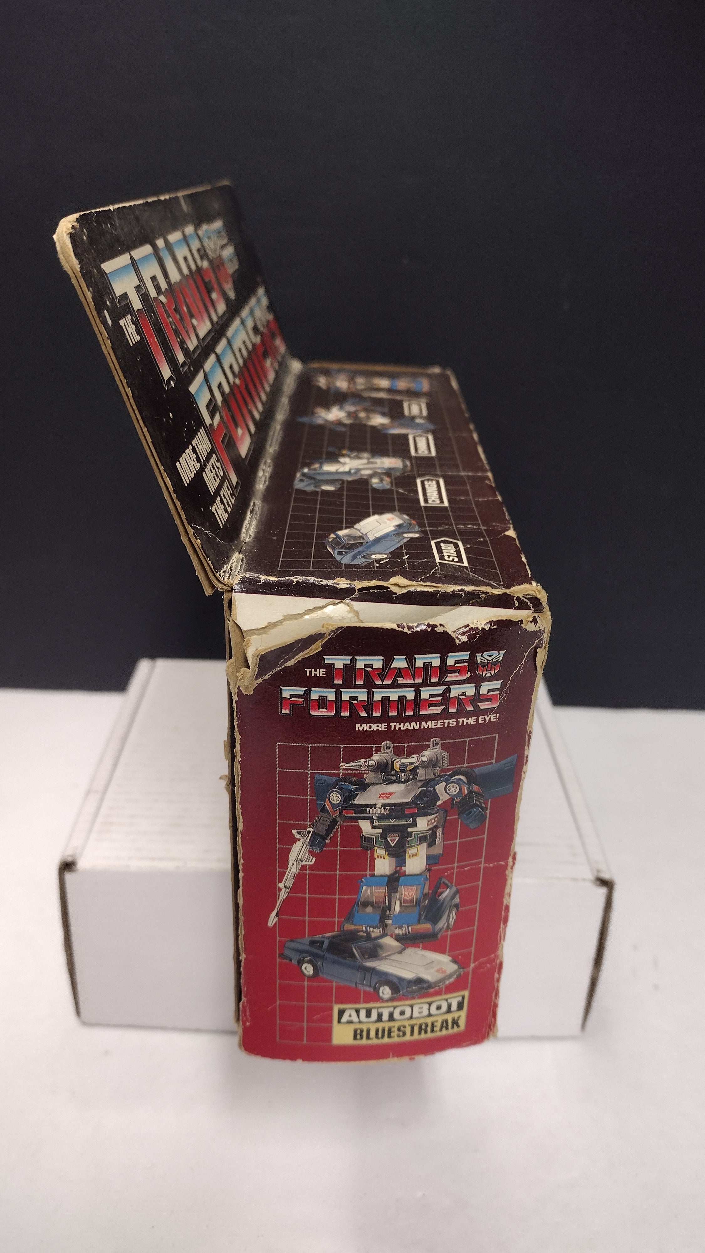 1984 Vintage Original G1 Transformers Bluestreak Box with Reissue Inner Bubble (Hasbro - Packaging Only / Heavy Box Wear)