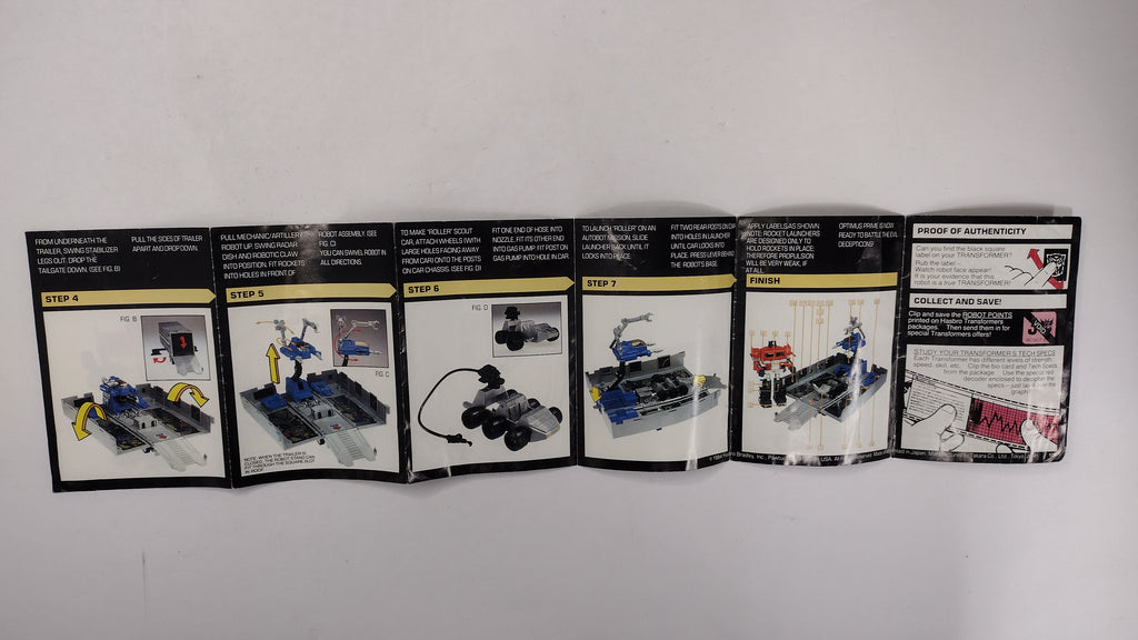 Vintage 1984 Original G1 Transformers Optimus Prime Instruction Booklet