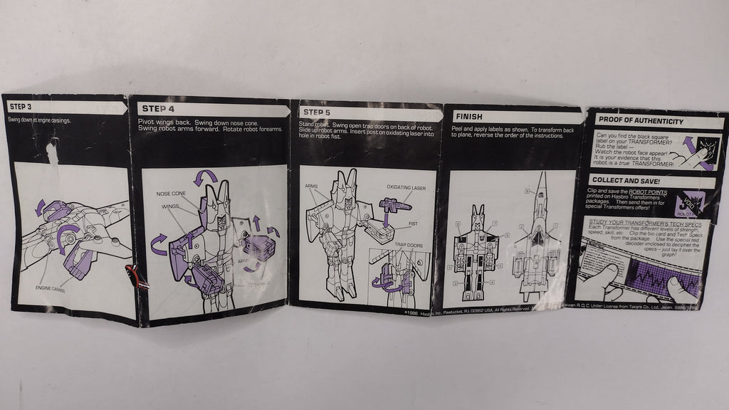 Vintage 1986 Original G1 Transformers Cyclonus - Instruction Booklet