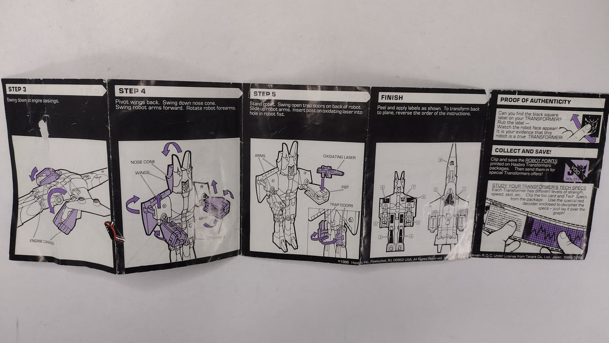 Vintage 1986 Original G1 Transformers Cyclonus - Instruction Booklet