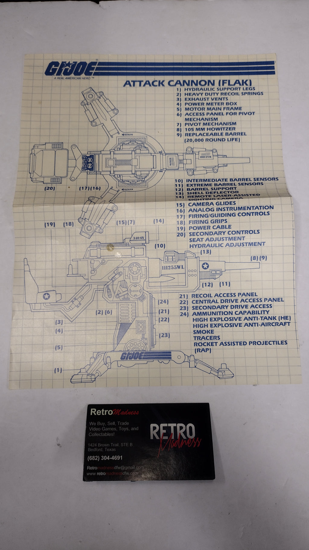 Vintage 1982 G.I. Joe - Attack Cannon (FLAK) Instructions