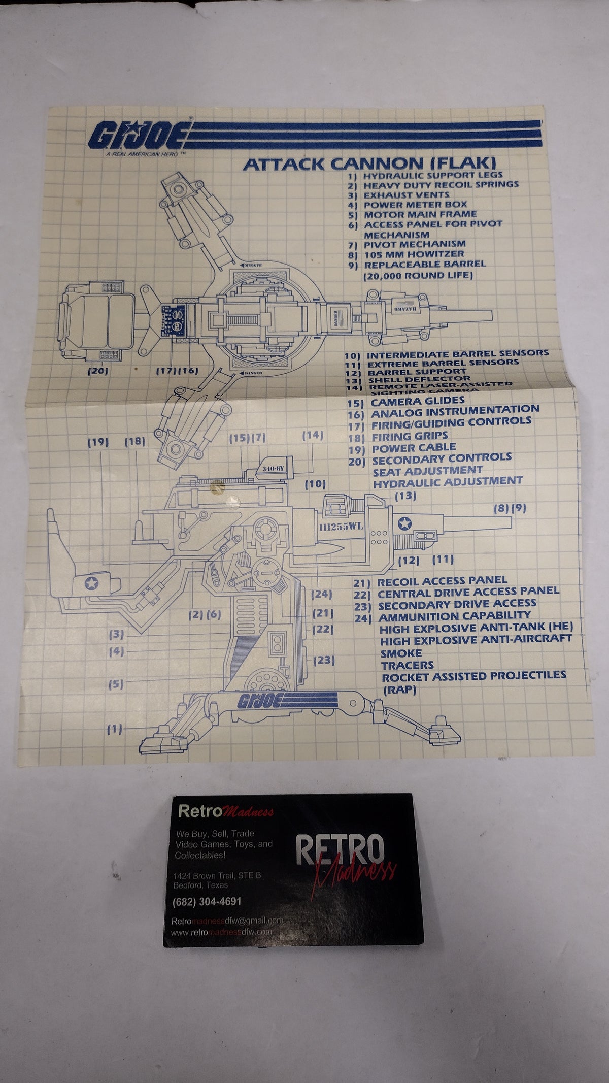 Vintage 1982 G.I. Joe - Attack Cannon (FLAK) Instructions