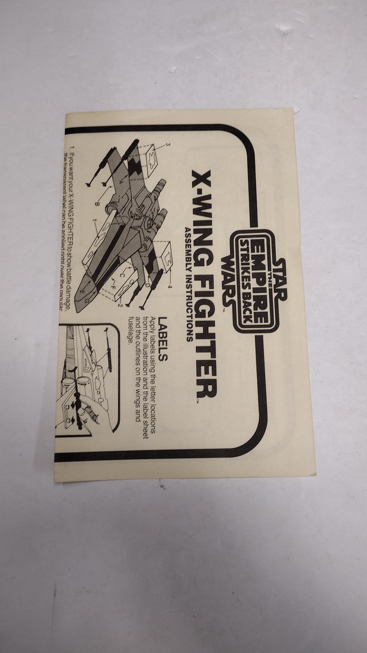 Vintage 1981 Kenner Star Wars - Battle Damaged X-Wing Fighter Instructions