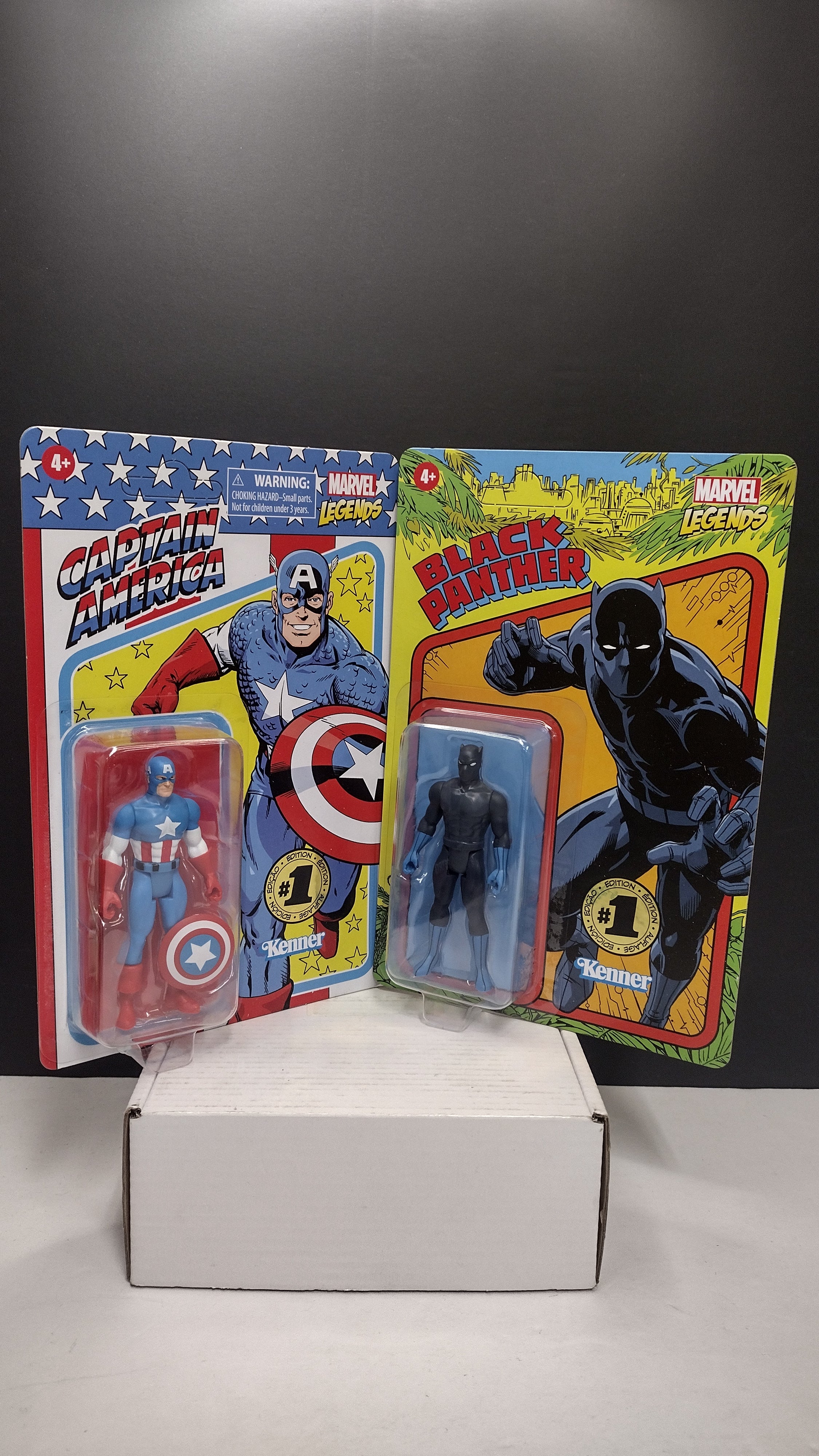 Hasbro Marvel Legends Retro 3.75-Inch Black Panther & Captain America 2-Pack NIB (Open Outer Box)