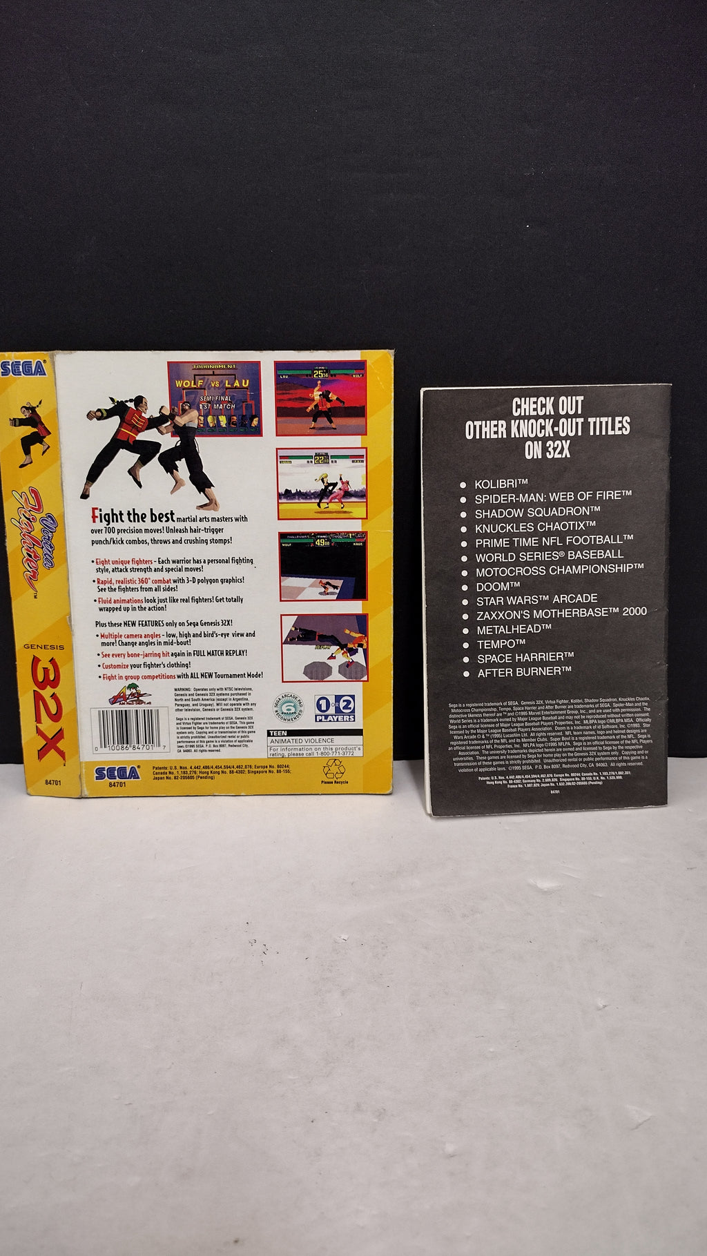 Sega Genesis 32X Virtua Fighter Authentic Original Box and Manual ONLY