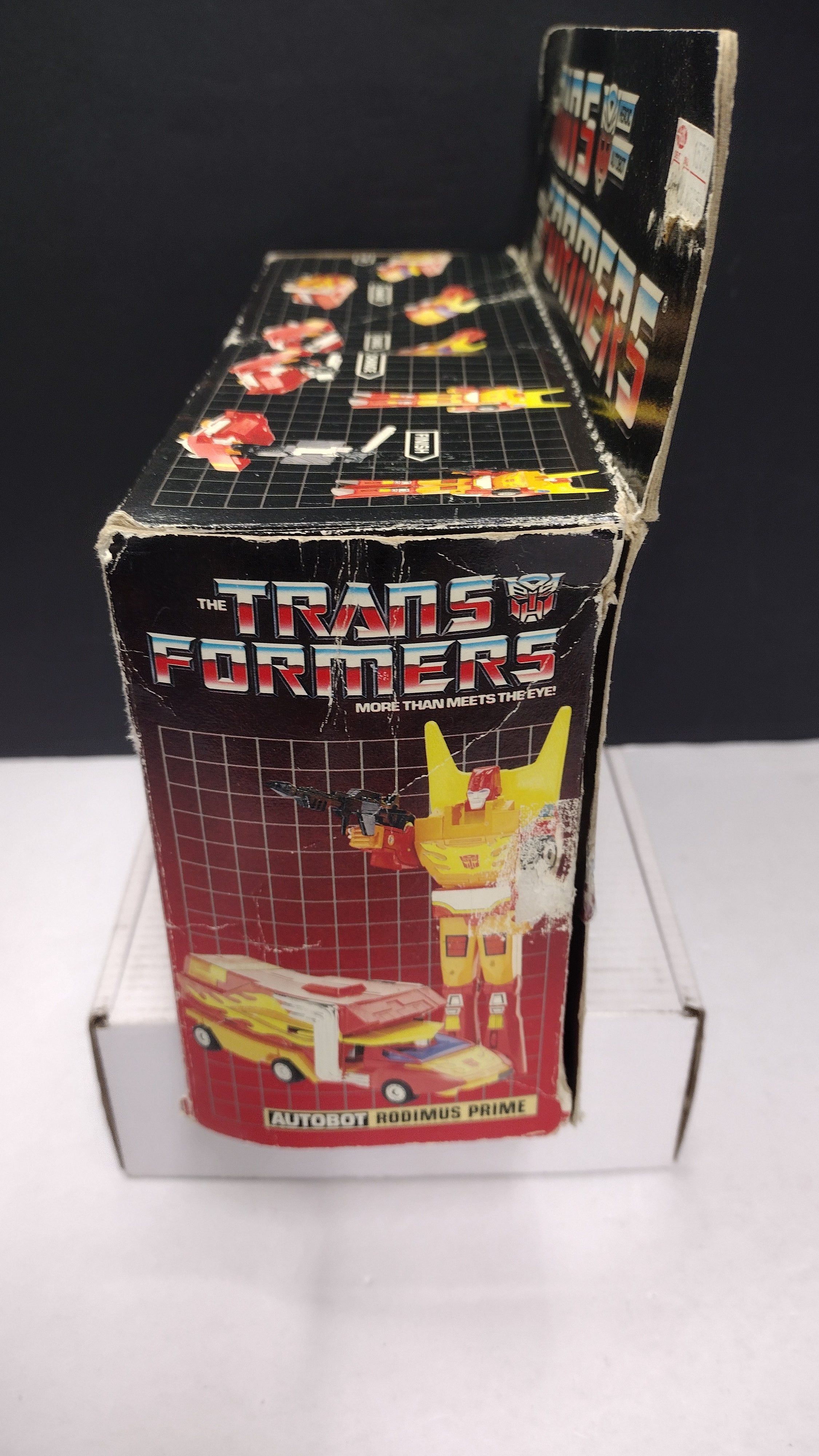 1986 Vintage Original G1 Transformers Rodimus Prime Box (Hasbro - Packaging Only / Heavy Box Wear)