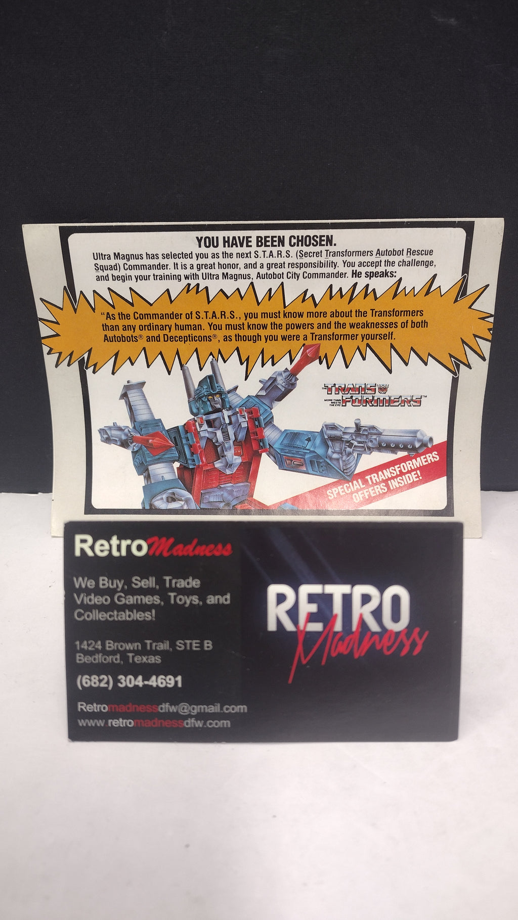 Vintage 1986 G1 Transformers S.T.A.R.S. Membership Offer Insert "You Have Been Chosen"