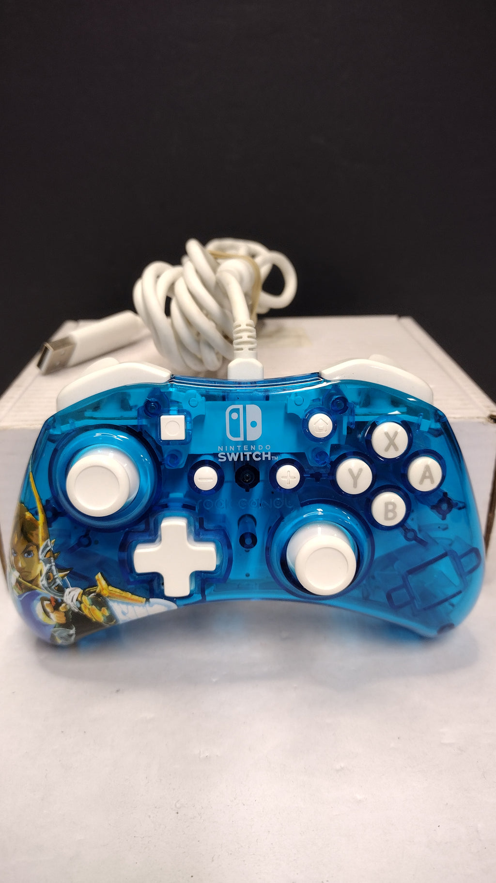 PDP Rock Candy- Nintendo Switch- Wired Controller- Link - Clear Blue- Tested