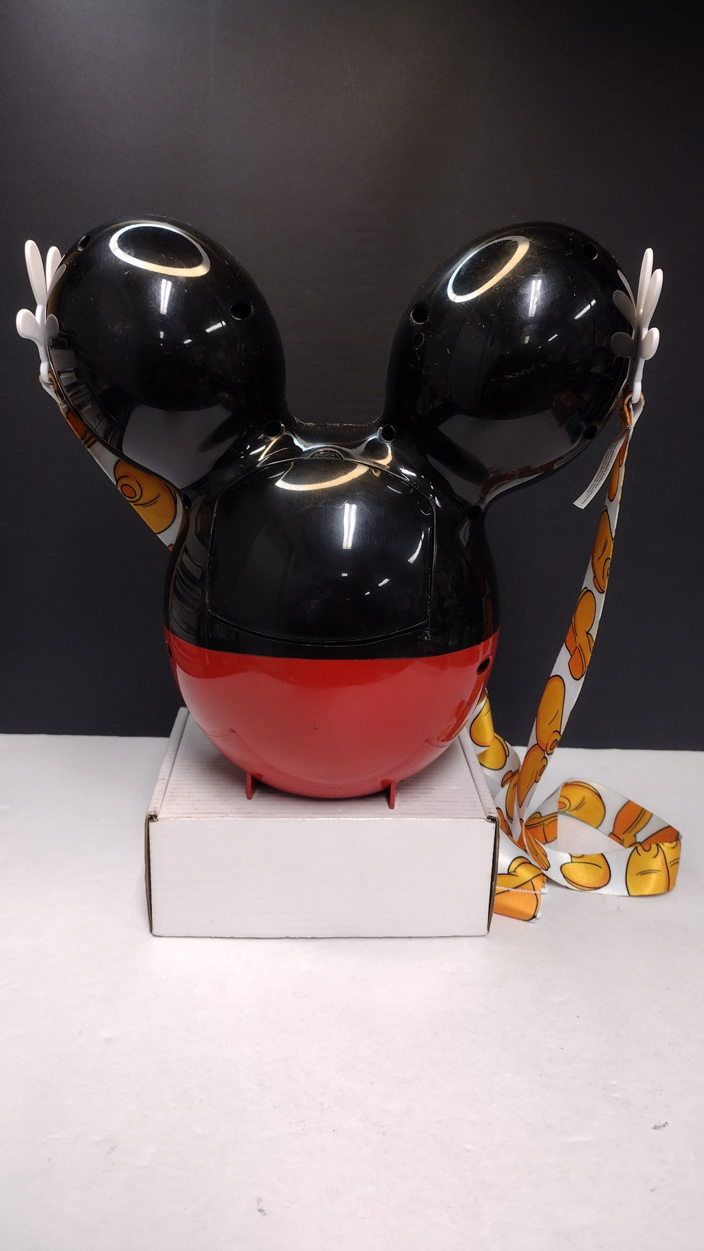 Disney Parks Mickey Mouse Balloon Popcorn Bucket Black Ears Red Pants Used