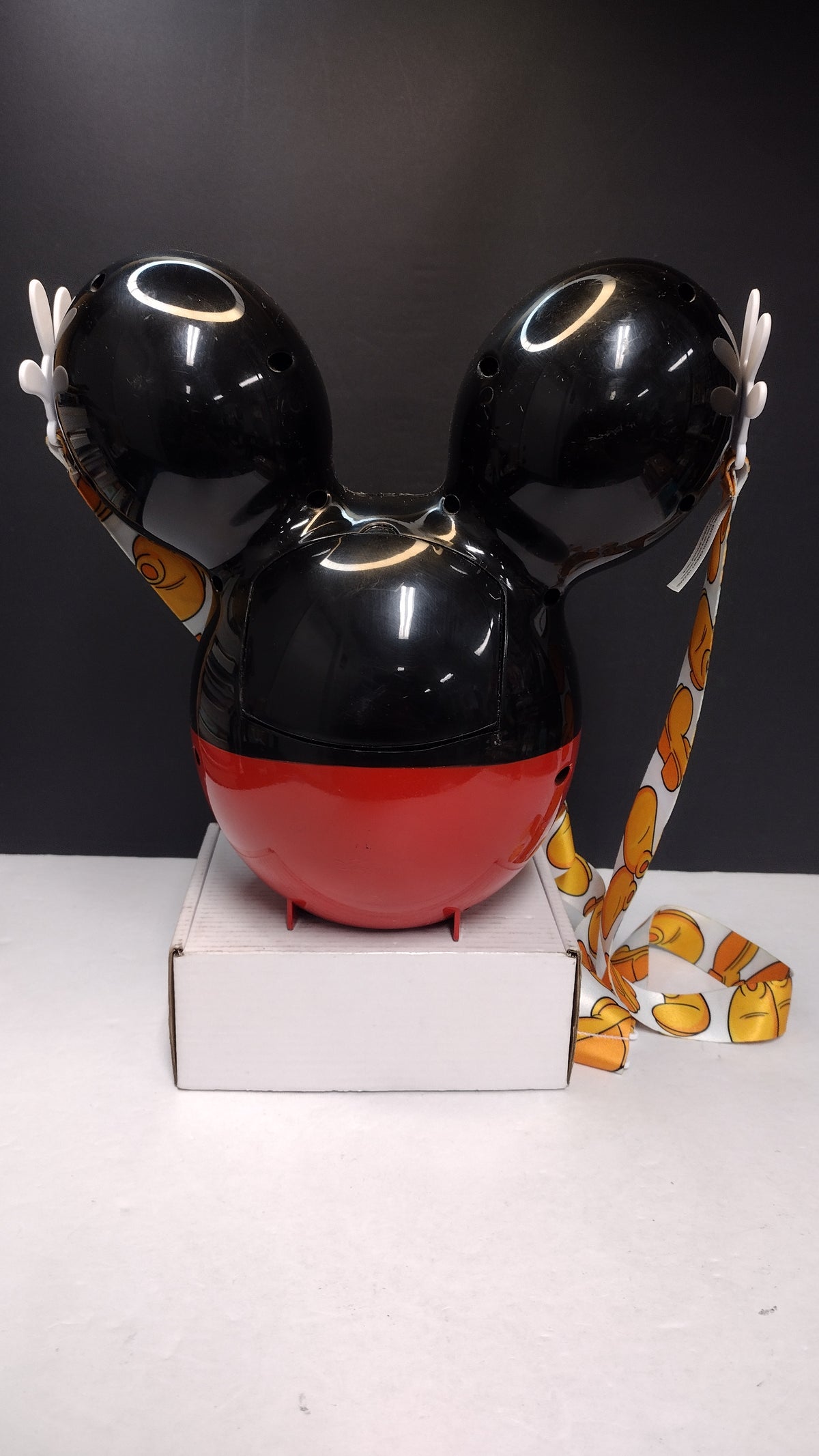 Disney Parks Mickey Mouse Balloon Popcorn Bucket Black Ears Red Pants Used