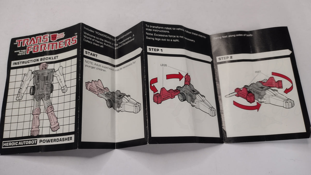 Vintage 1984 Original G1 Transformers Powerdasher Jet - Instruction Booklet