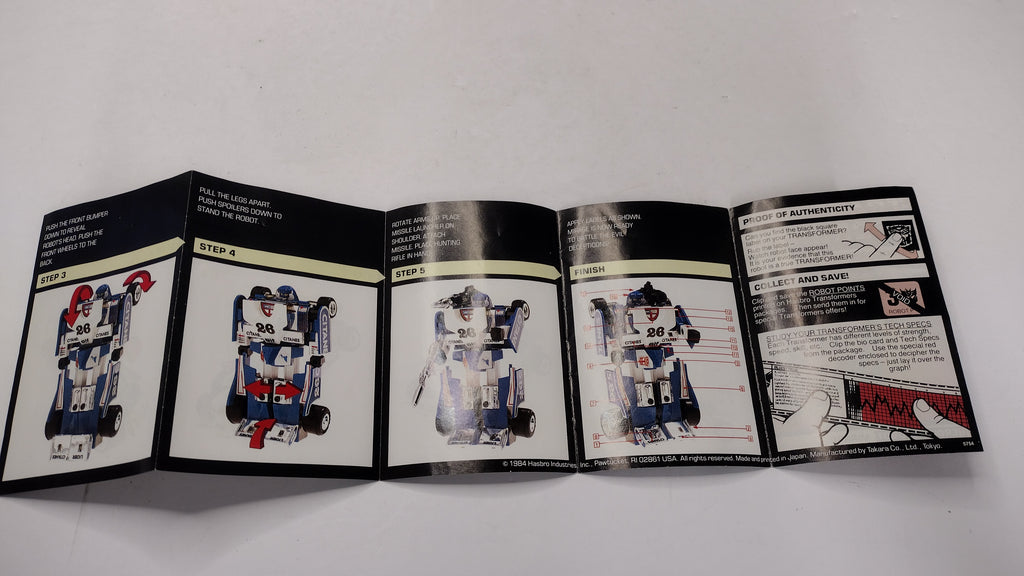 Vintage 1984 Original G1 Transformers Mirage Instruction Booklet