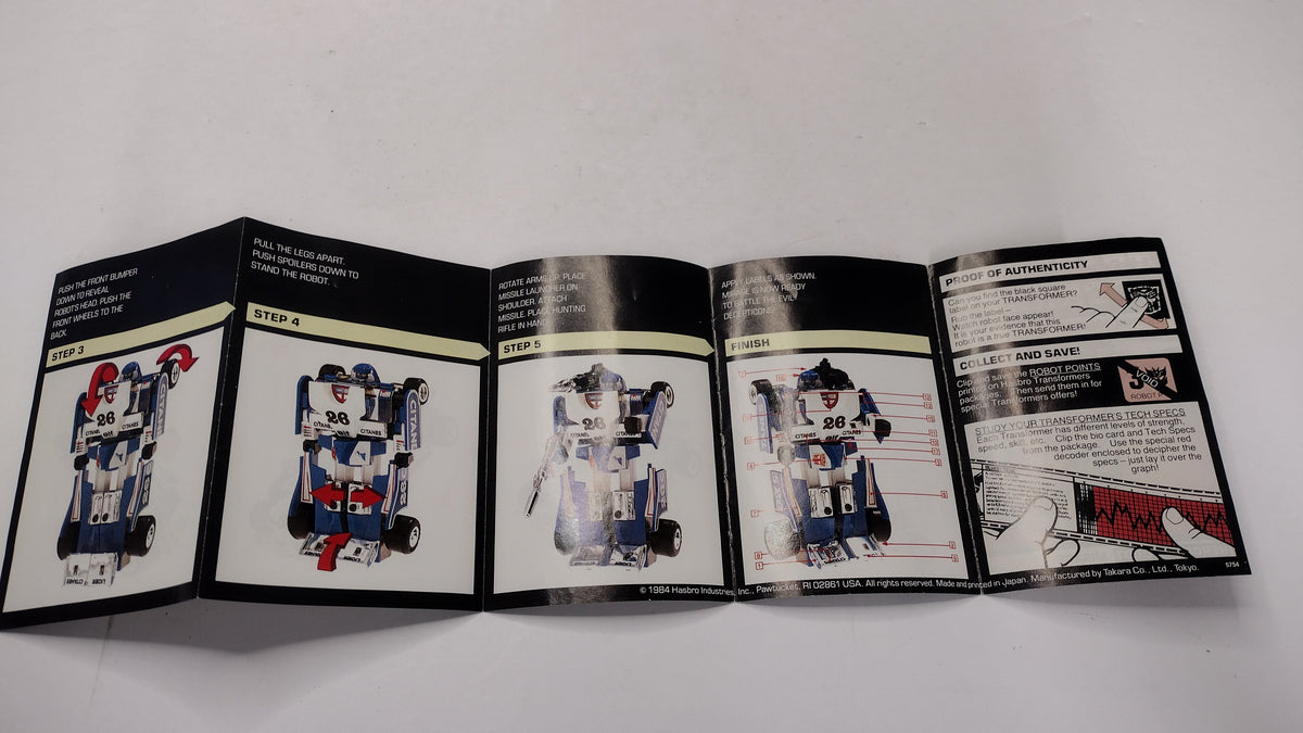 Vintage 1984 Original G1 Transformers Mirage Instruction Booklet