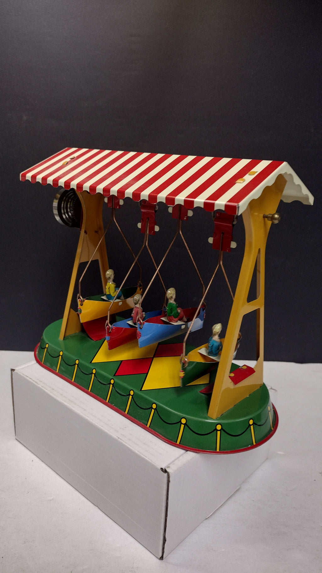 Vintage German Nürnberger Blechspielzeug Swinging Toy / Boat Swing (Missing Key)