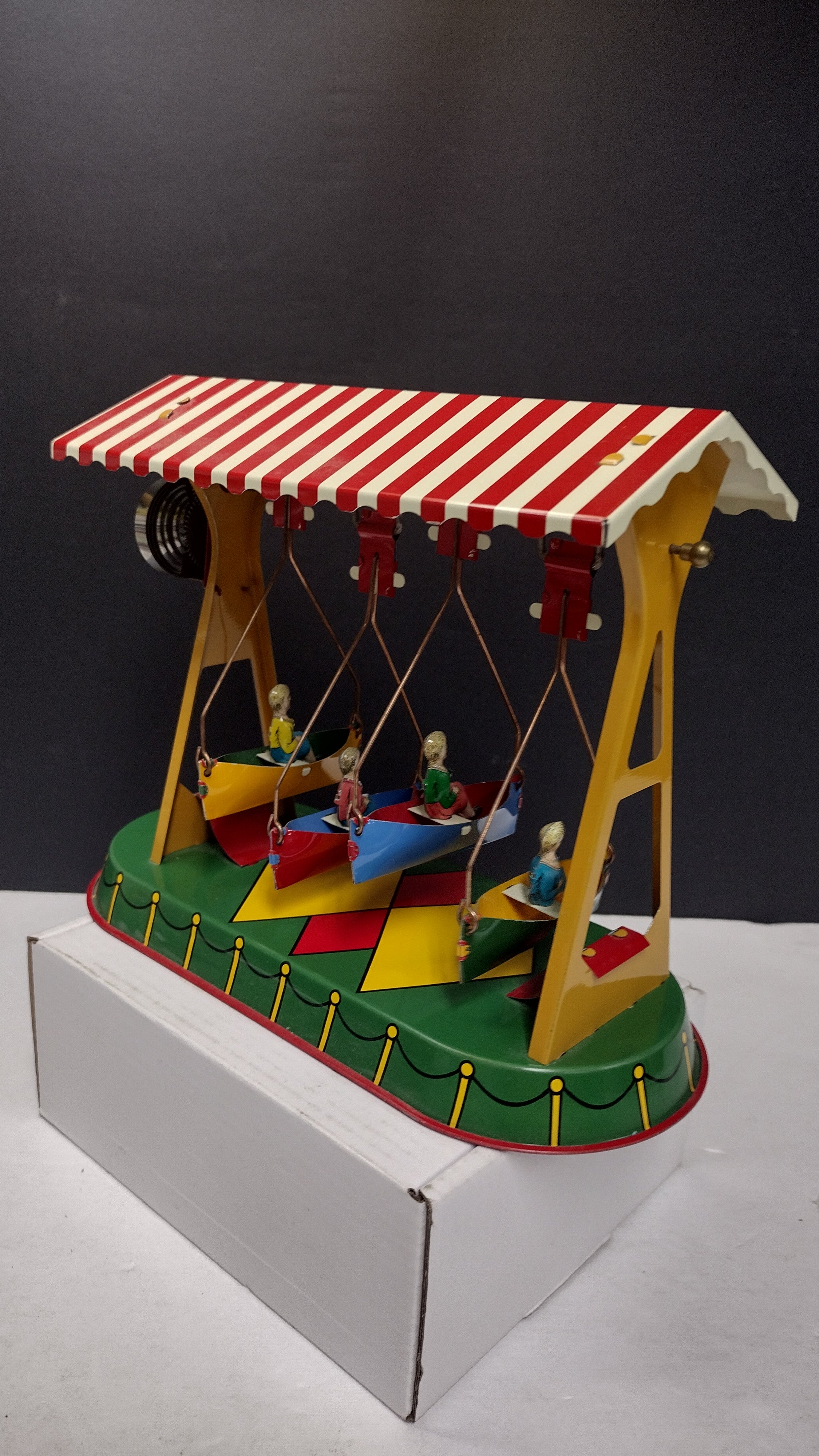 Vintage German Nürnberger Blechspielzeug Swinging Toy / Boat Swing (Missing Key)