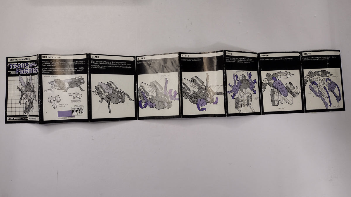 Vintage 1985 Original G1 Transformers Ransack Instruction Booklet