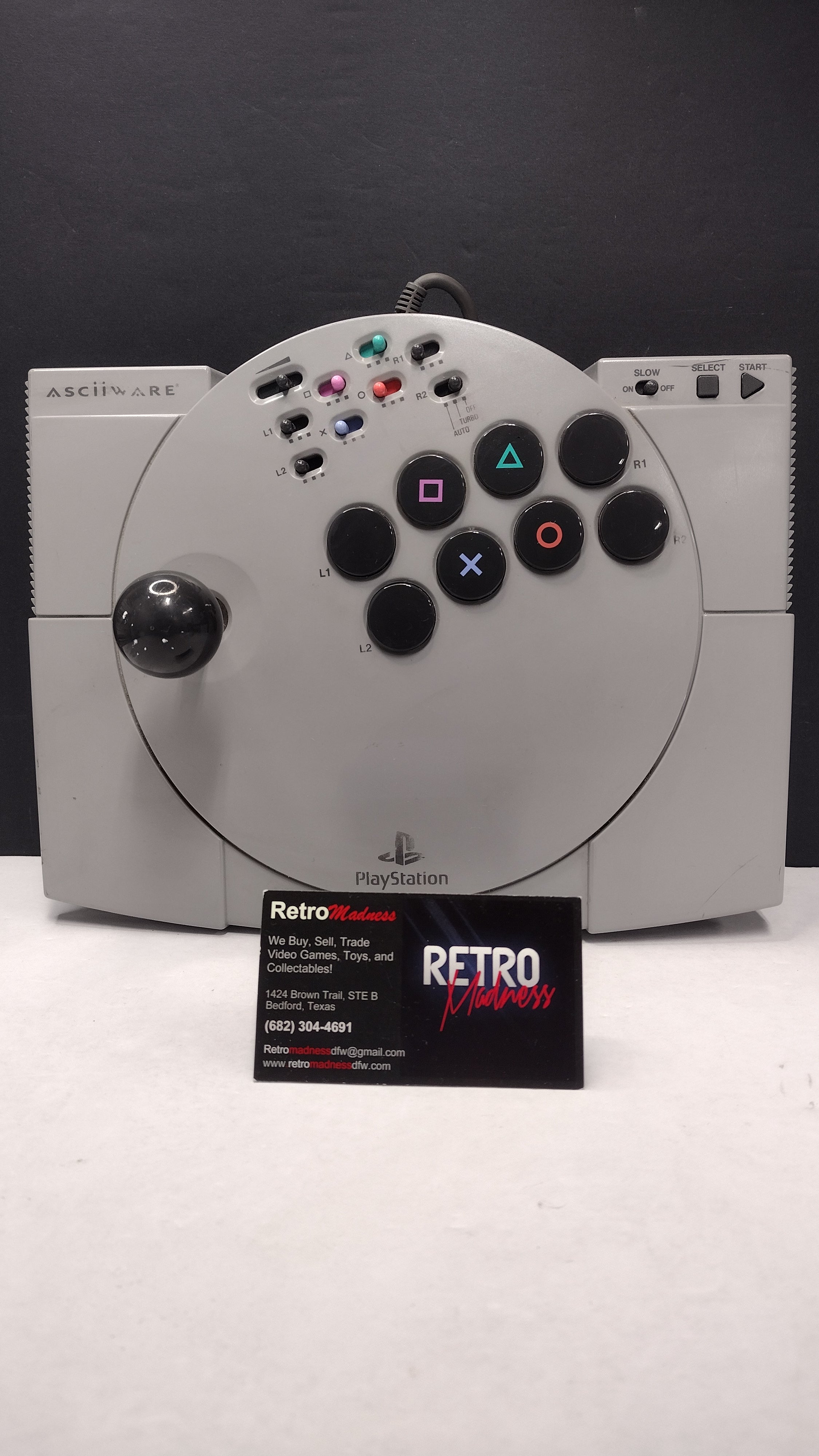 ASCII Fighter Stick V Controller PS1 PS2 ASC-0501J Arcade Joystick - Tested