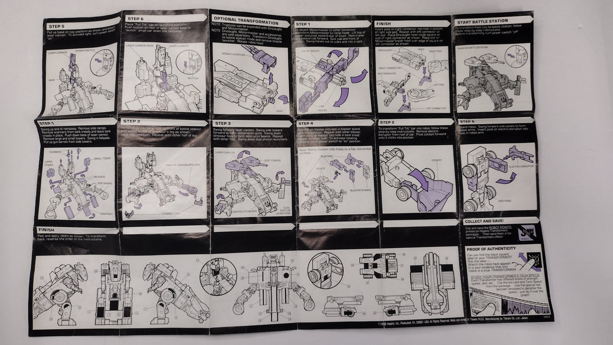 Vintage 1986 Original G1 Transformers Trypticon - Instruction Booklet
