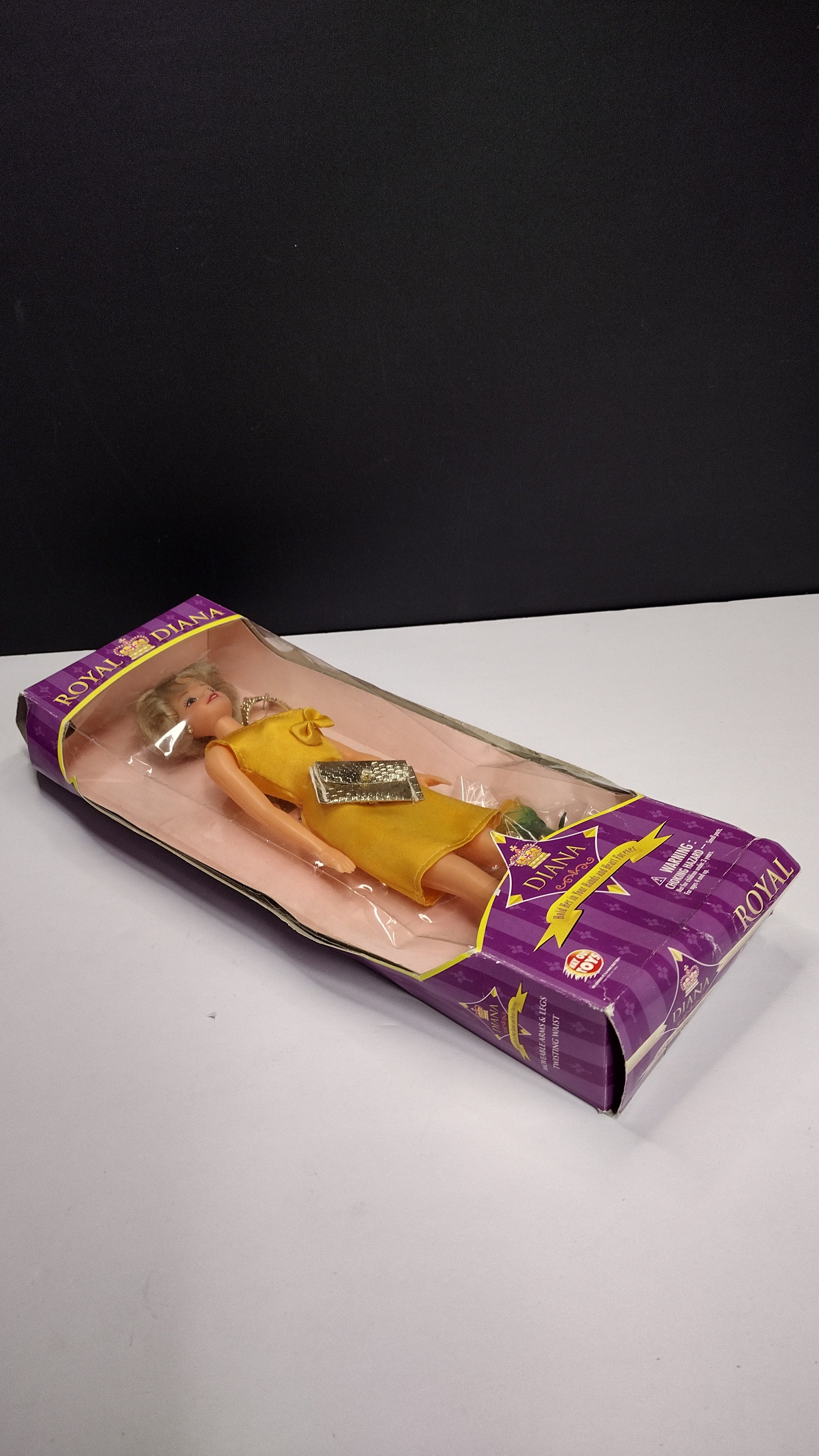 Princess Diana Collector Doll by Way Out Toys: Elegant Gold Evening Gown Edition – New In Box (Damaged Packaging)