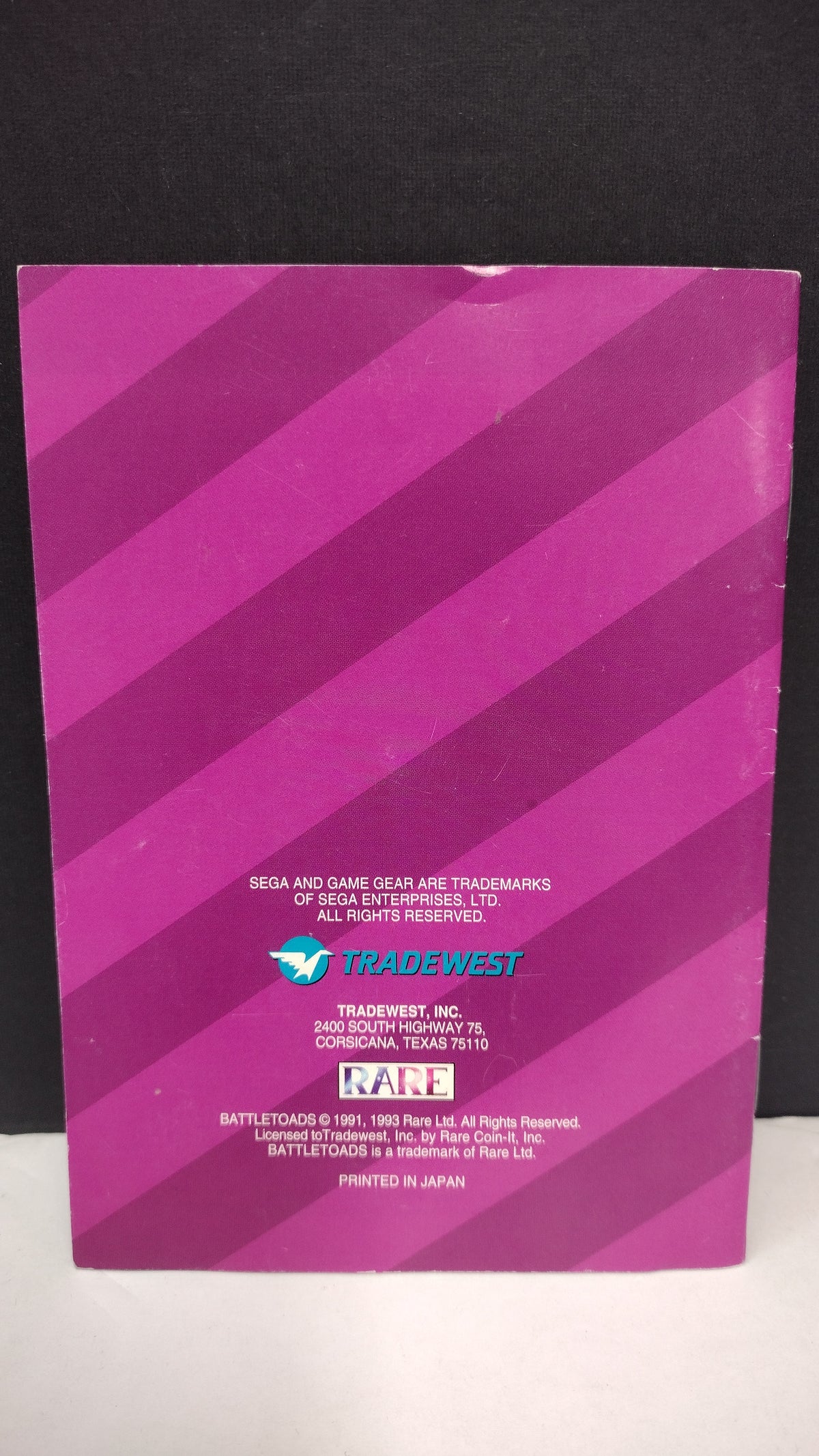 Battletoads Sega Game Gear Instruction Manual Booklet ONLY