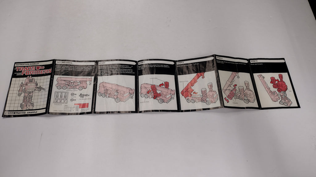 Vintage 1985 Original G1 Transformers Grapple Instruction Booklet