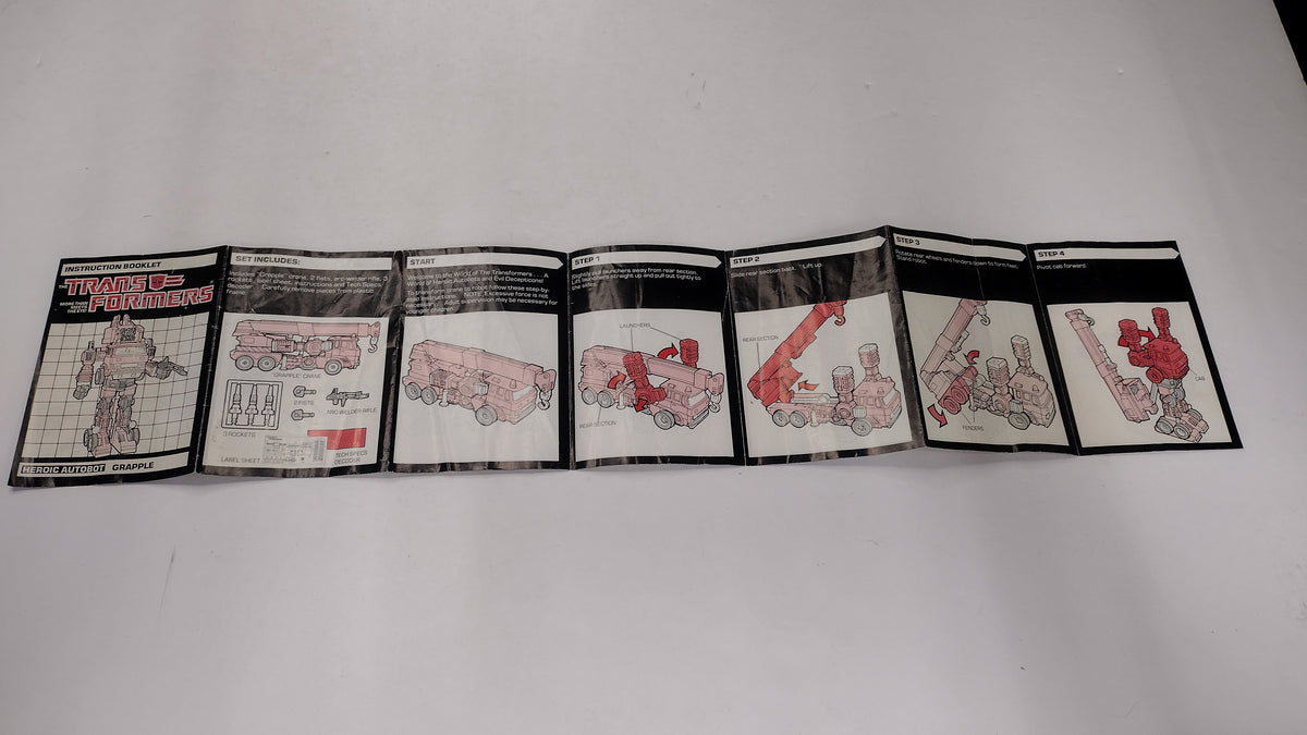 Vintage 1985 Original G1 Transformers Grapple Instruction Booklet