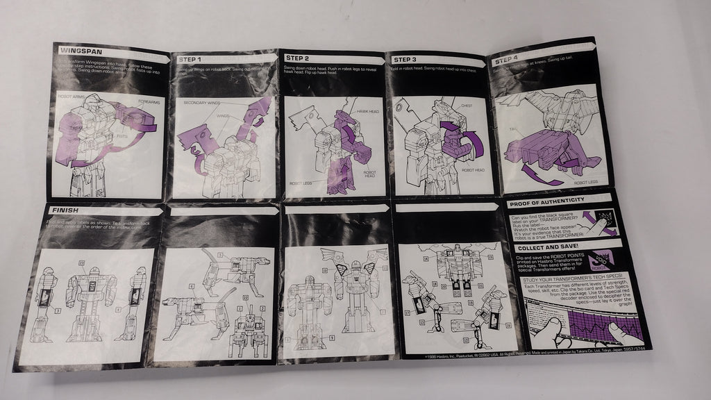 Vintage 1986 Original G1 Transformers Decepticon Clones - Instruction Booklet