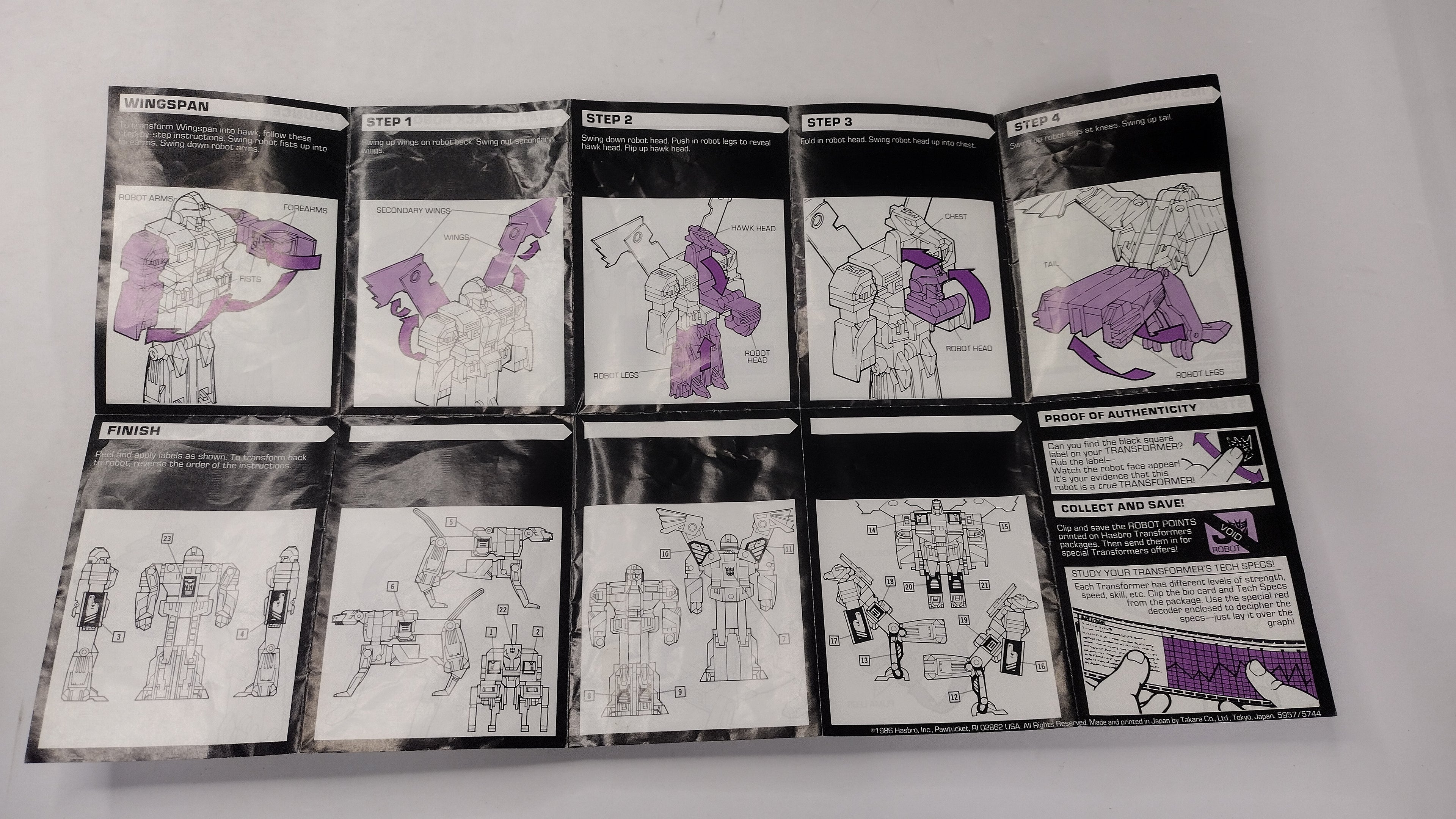 Vintage 1986 Original G1 Transformers Decepticon Clones - Instruction Booklet