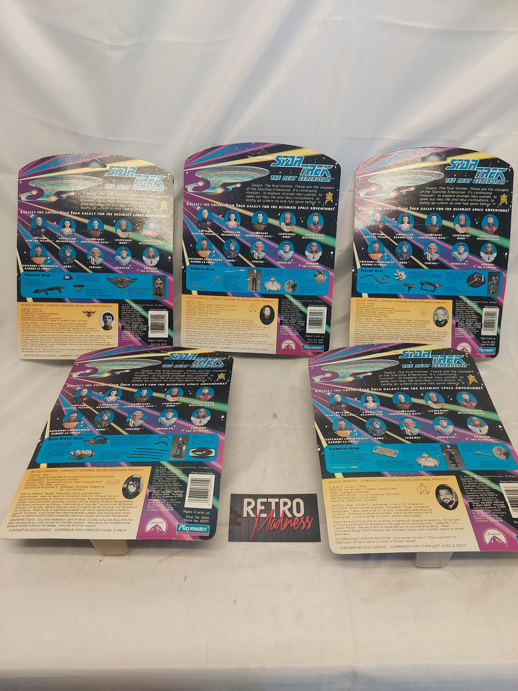 Vintage Lot of 5 Star Trek The Next Generation Figures Playmates Toys