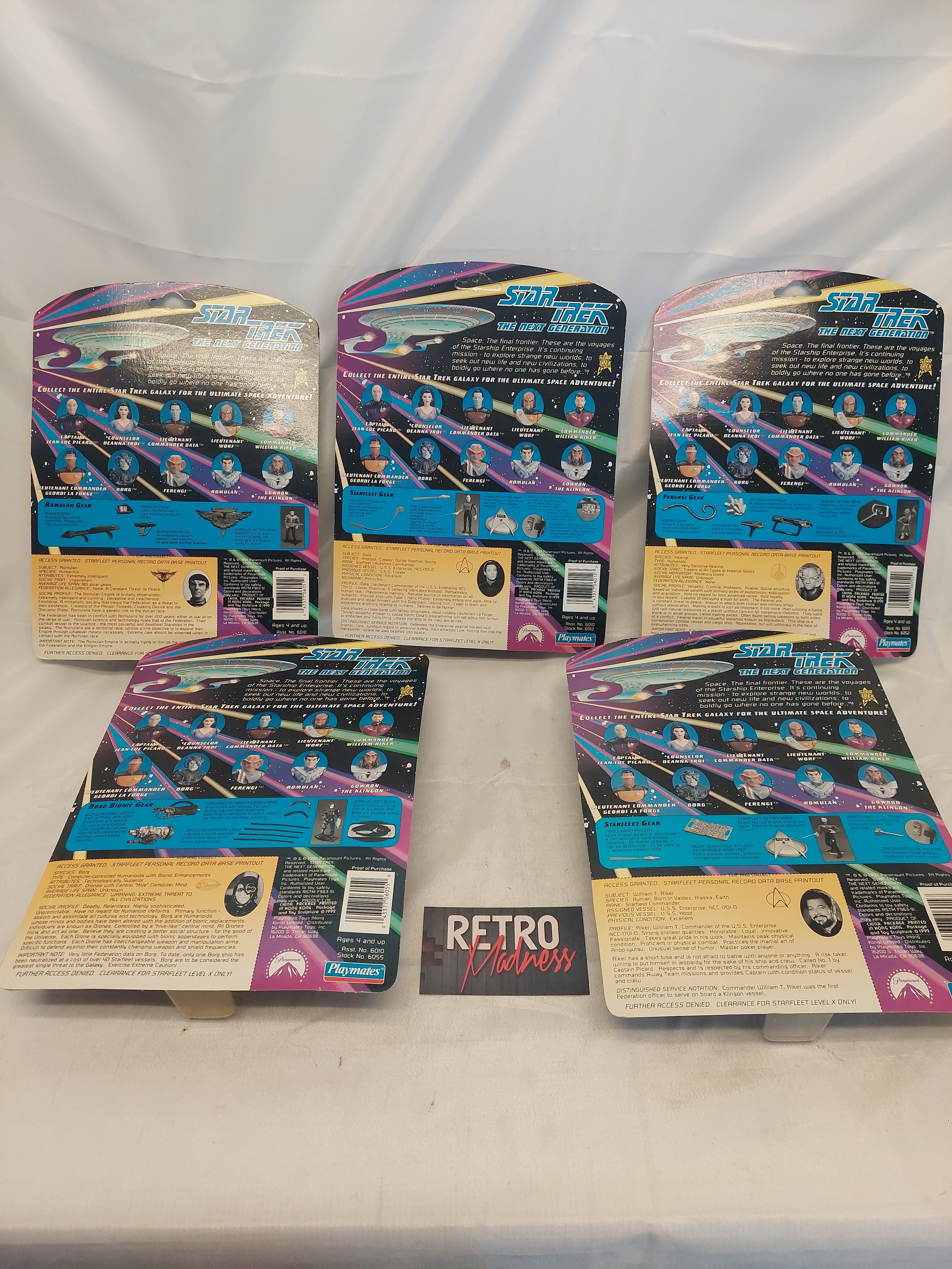 Vintage Lot of 5 Star Trek The Next Generation Figures Playmates Toys