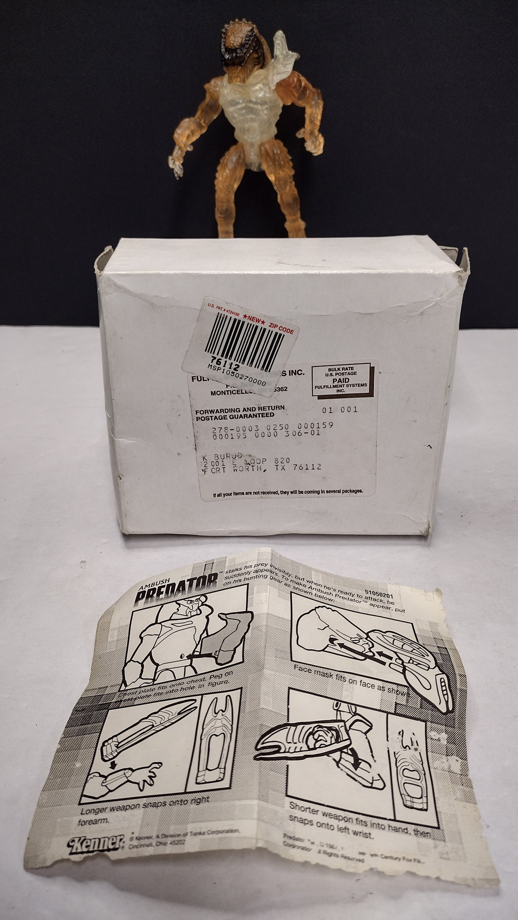 Vintage 1993 Kenner Predator Mail-In Exclusive Action Figure (Figure B - Complete with Mailer Box, Bags & Instructions)