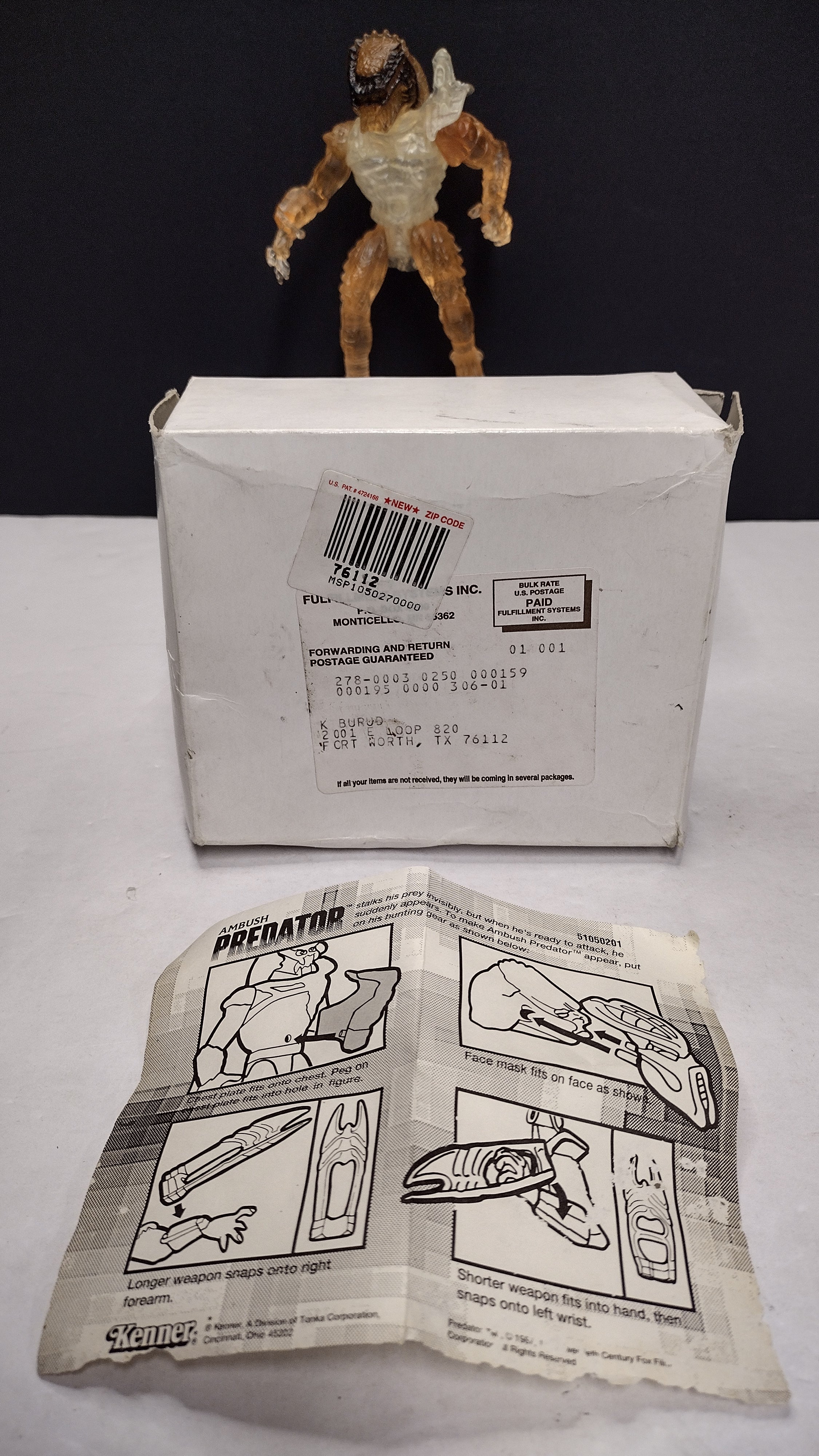 Vintage 1993 Kenner Predator Mail-In Exclusive Action Figure (Figure B - Complete with Mailer Box, Bags & Instructions)